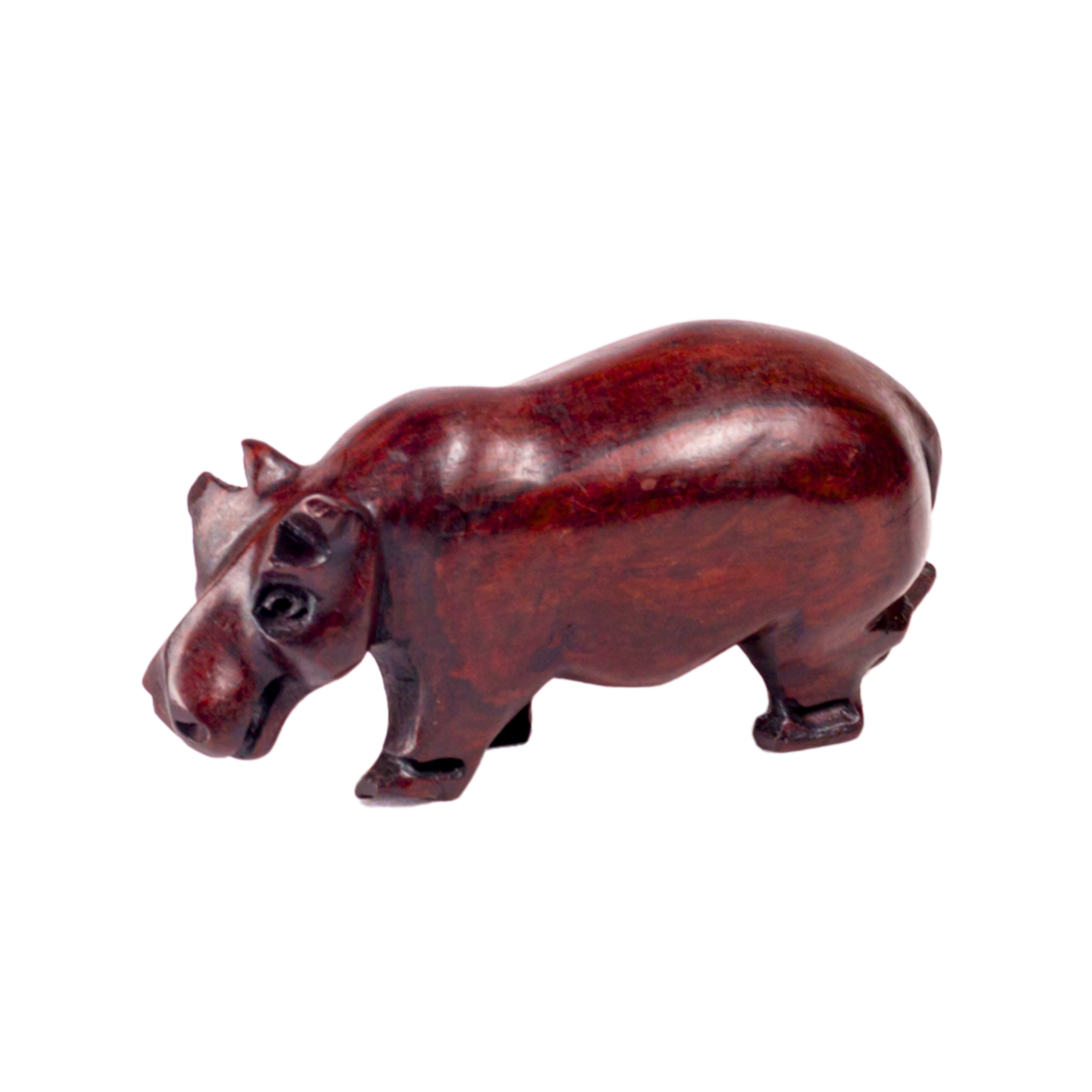 Carved Ebony Wooden Hippo Sculpture