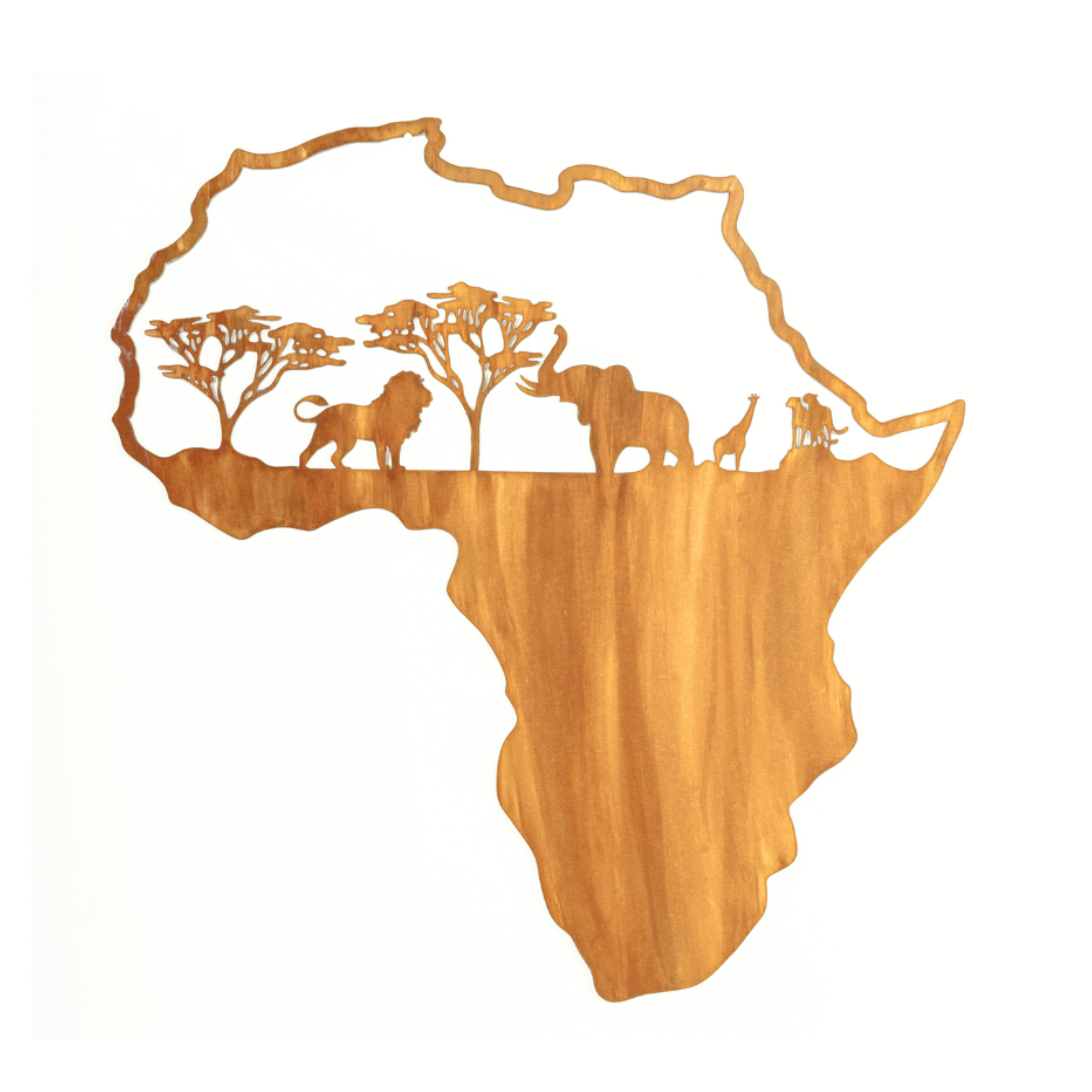 Wooden Laser Cut Africa Map (Animal Cut Outs)