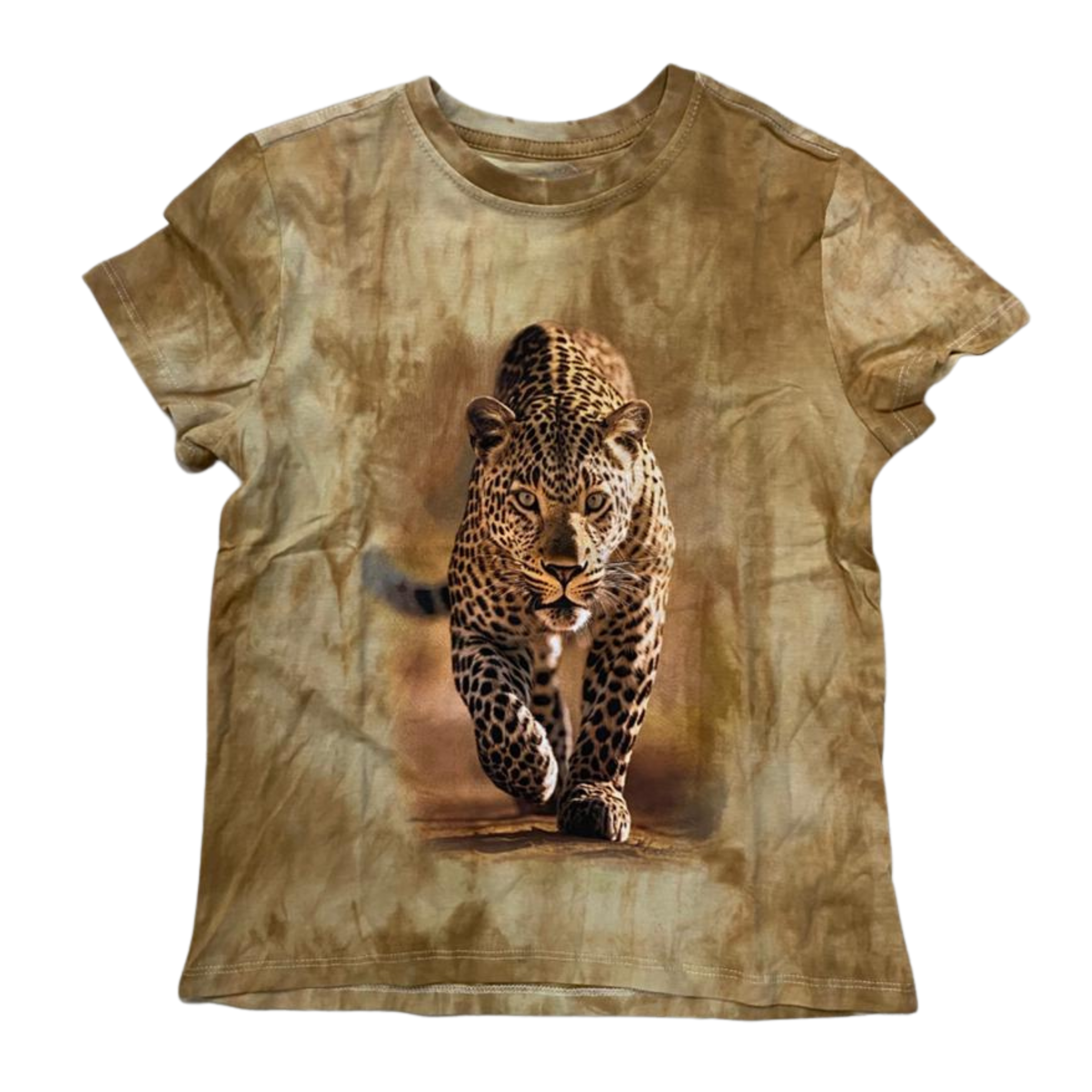 Walking Leopard Dyed Kids T-Shirt - Sand