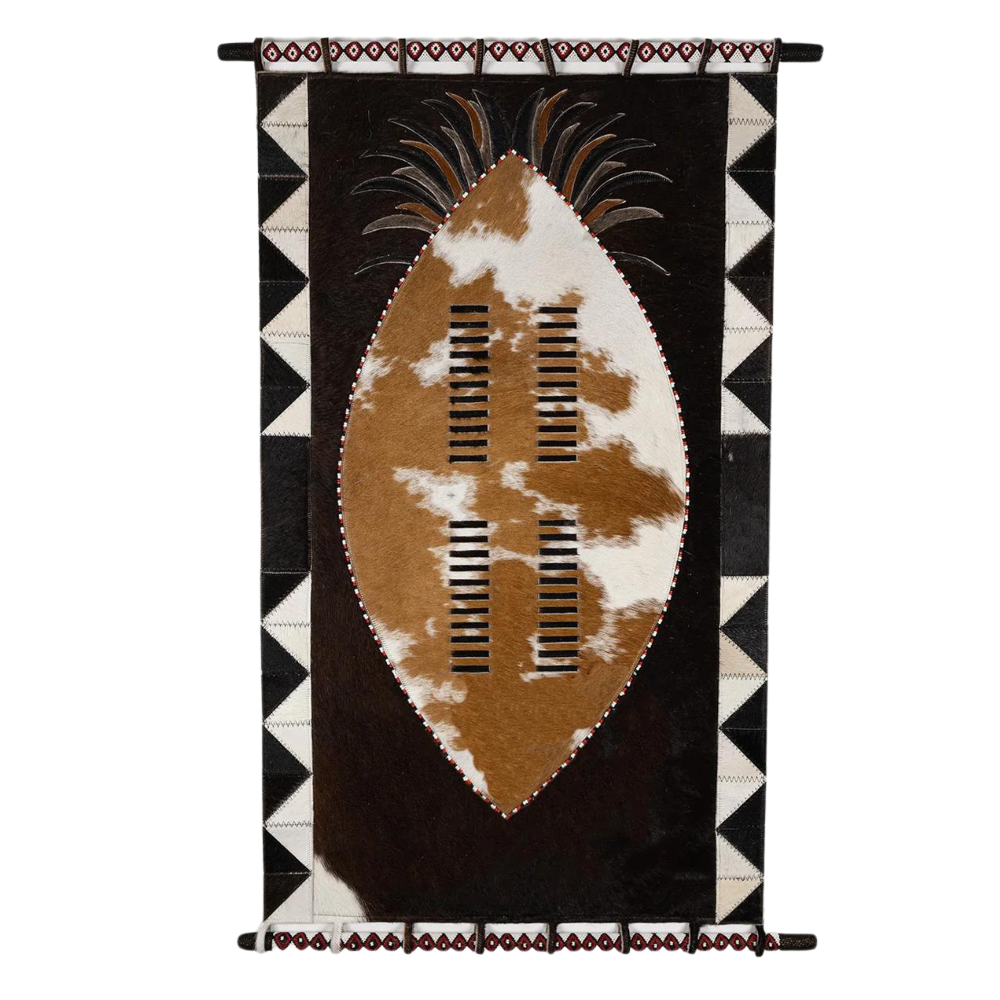 Zulu Shield - Stitched Nguni Hide Wall Hanging Artwork