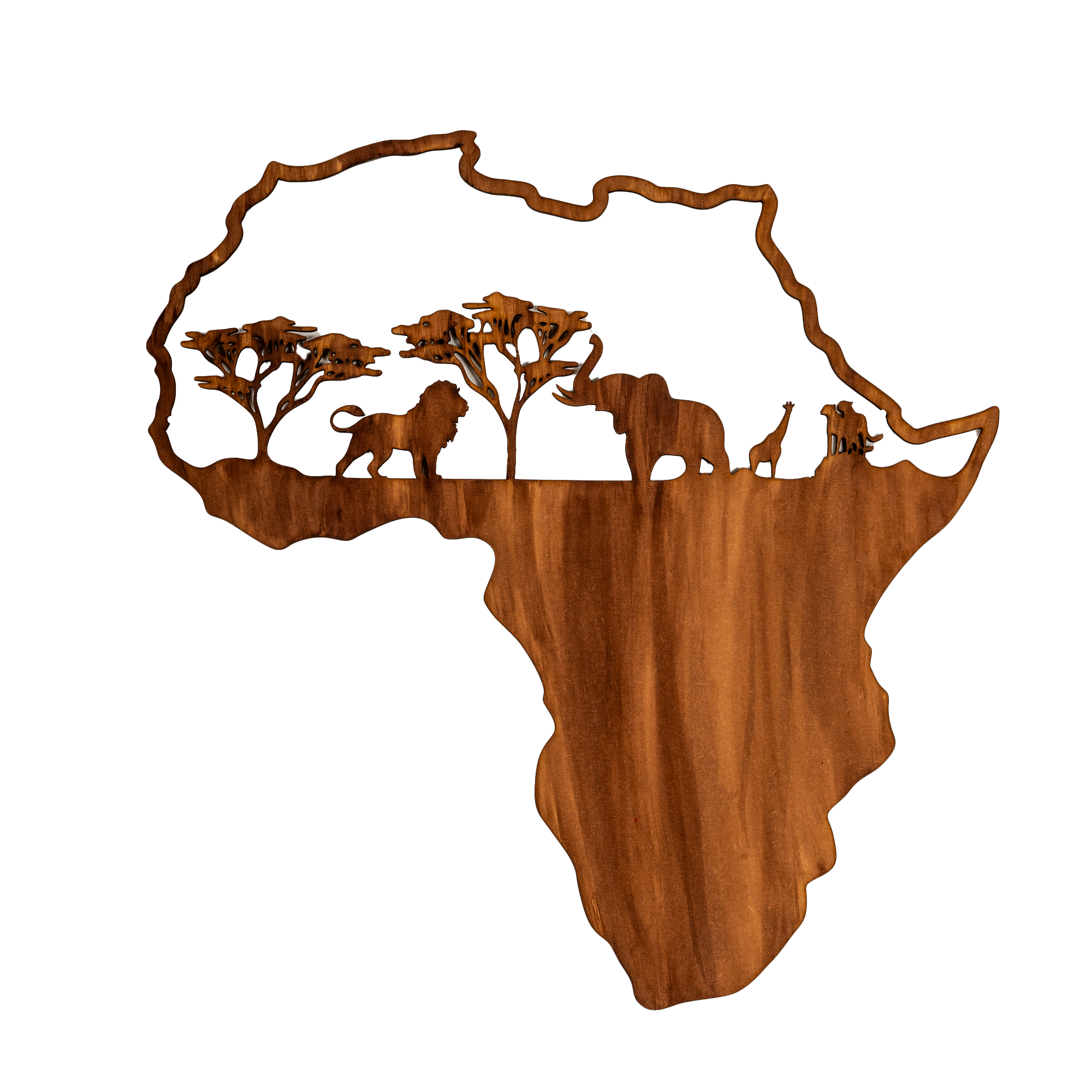 Wooden Laser Cut Africa Map (Animal Cut Outs)