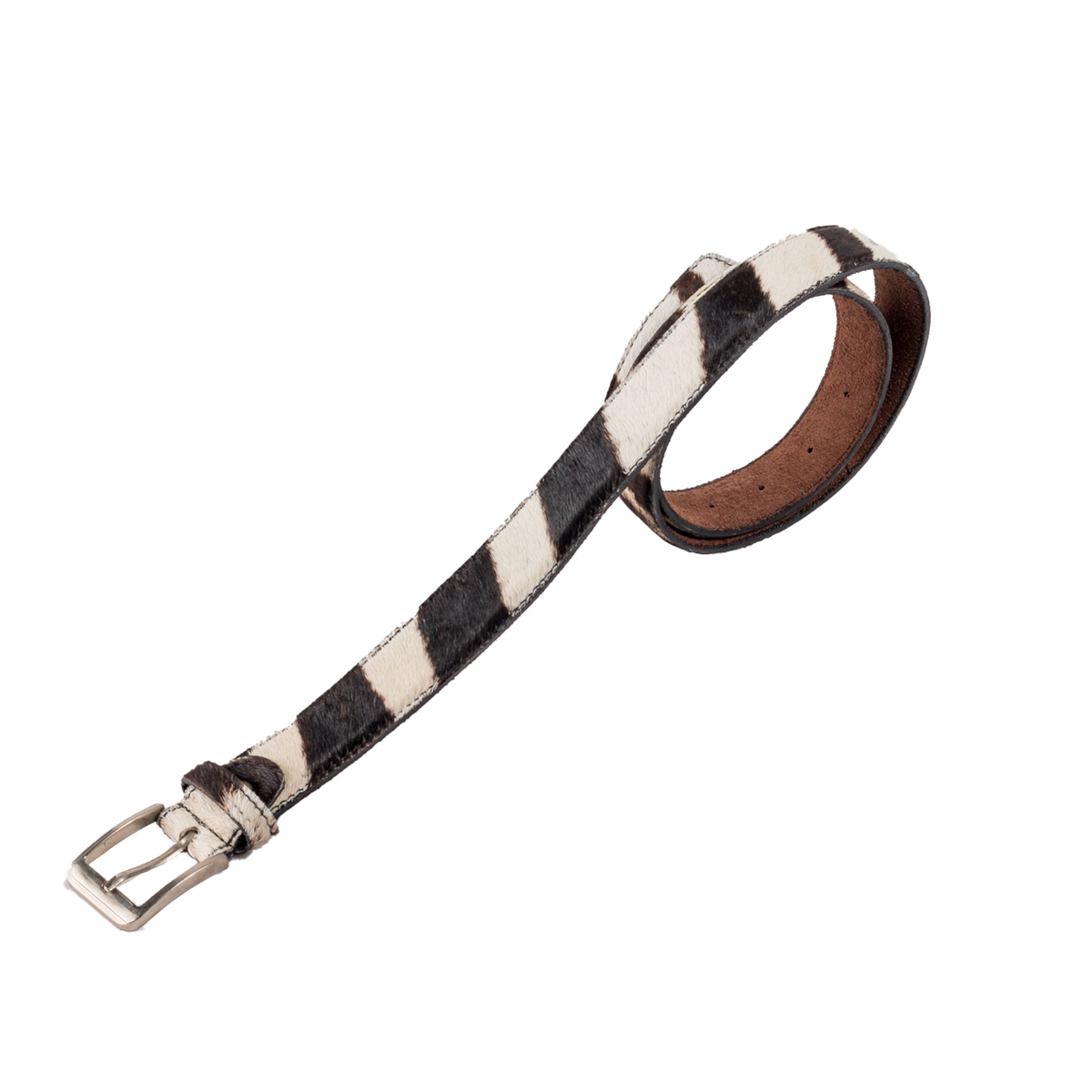 ZEBRA Stud & Haircalf Leather Leatherock Belt EUC Buy Zebra Print Calf Hair Belt With Silver Buckle Womens 2.0  main image 3