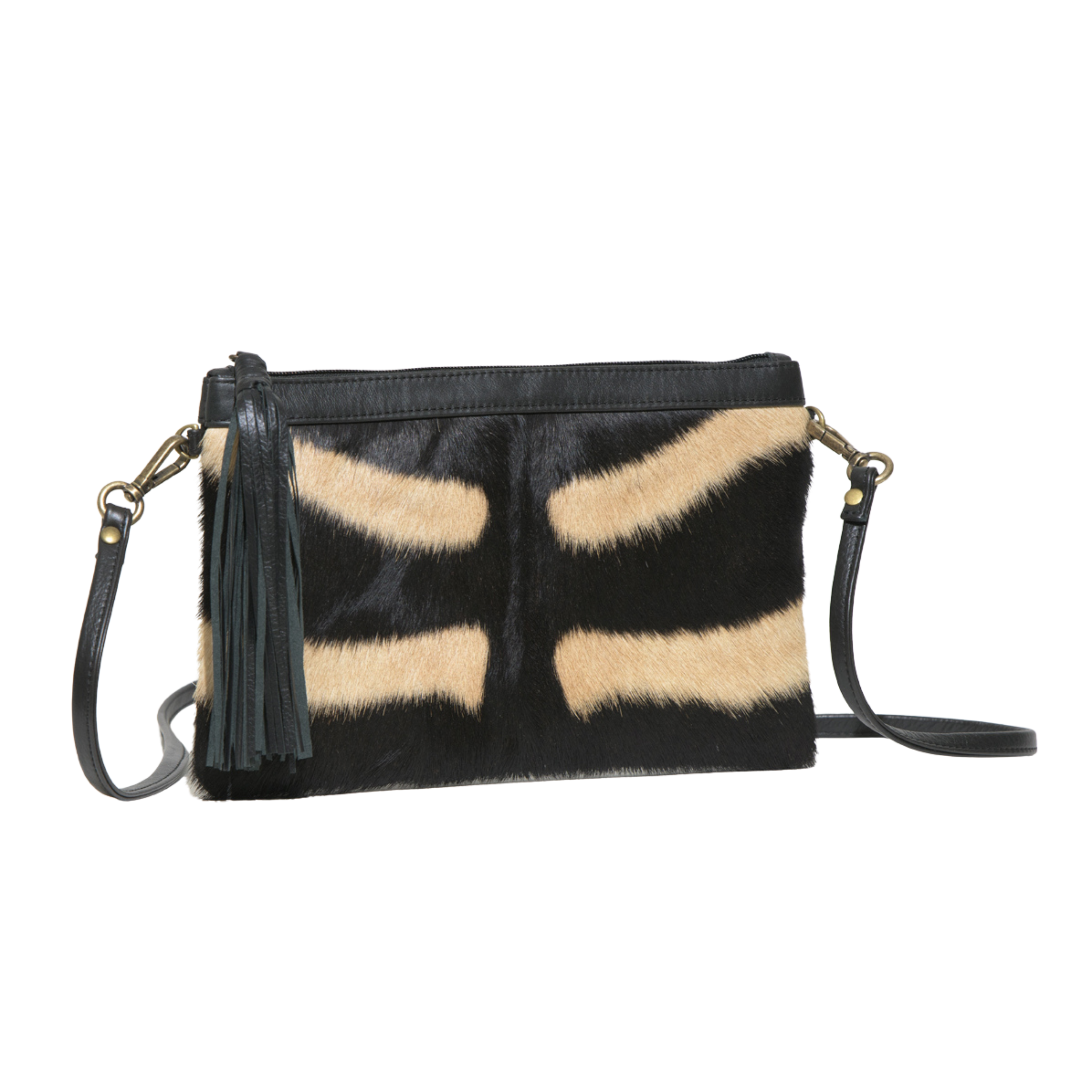 Zebra Skin Leather Clutch Slingbag - Natalie