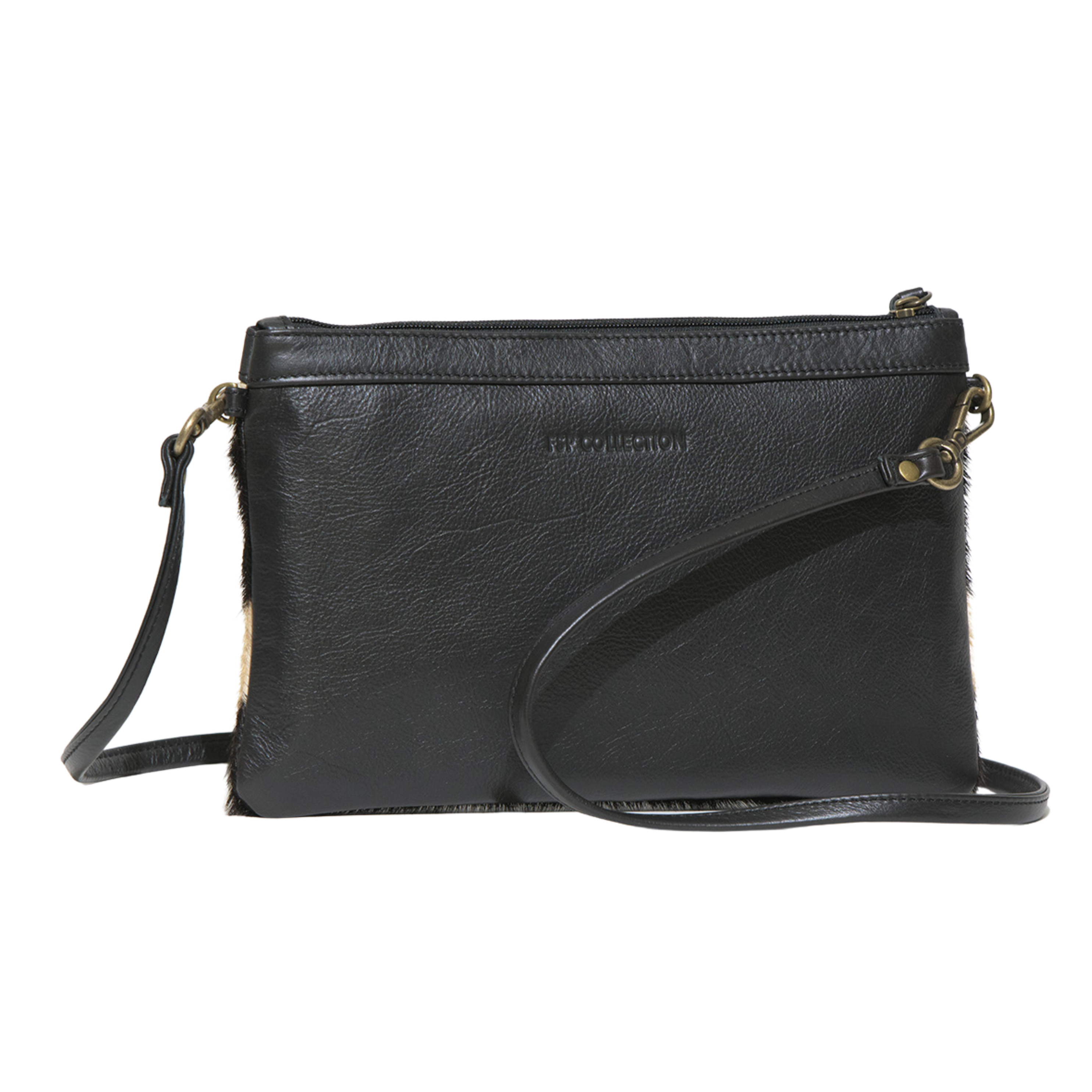 Zebra Skin Leather Clutch Slingbag - Natalie