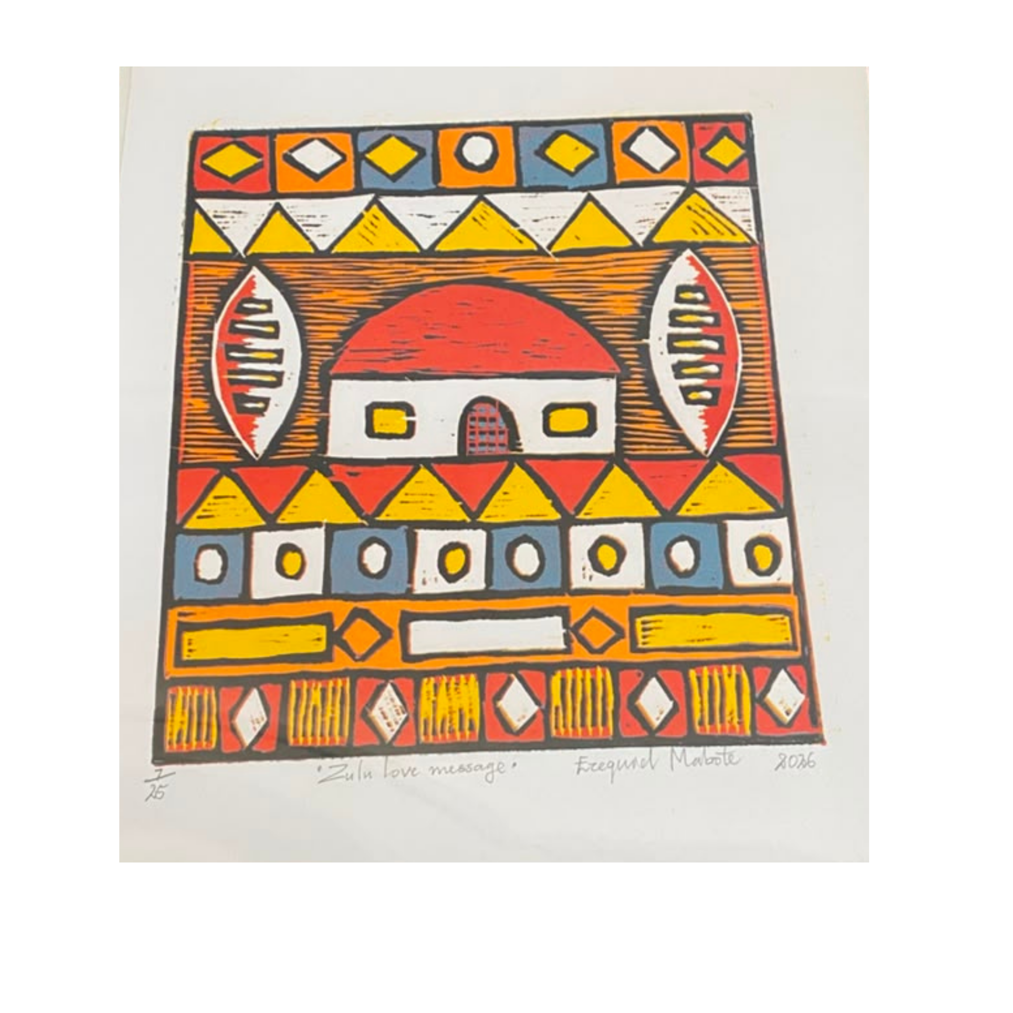 Mabote Art Woodprint Painting - Zulu Love Message