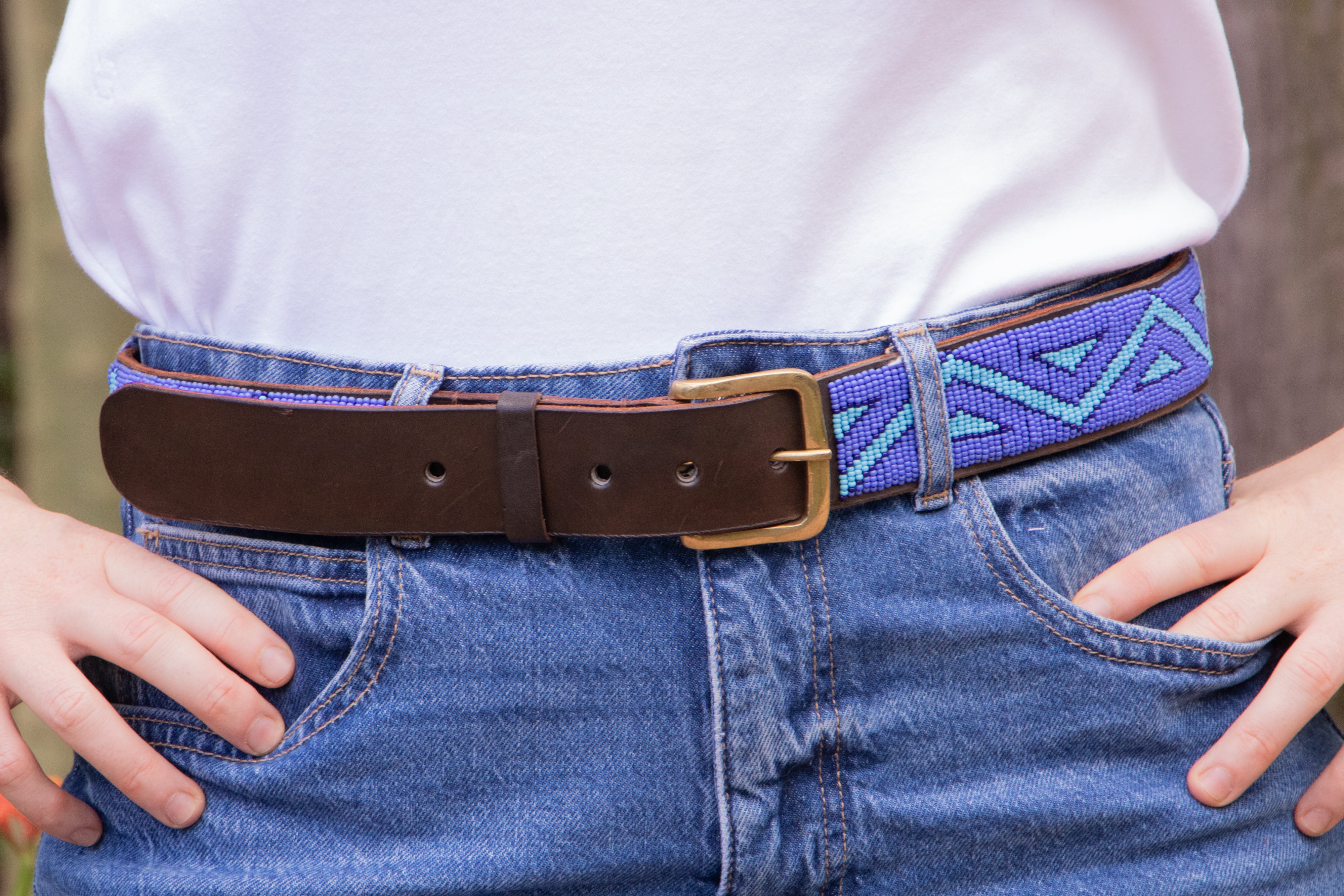 Thembi - Colourful Beaded Leather Belt