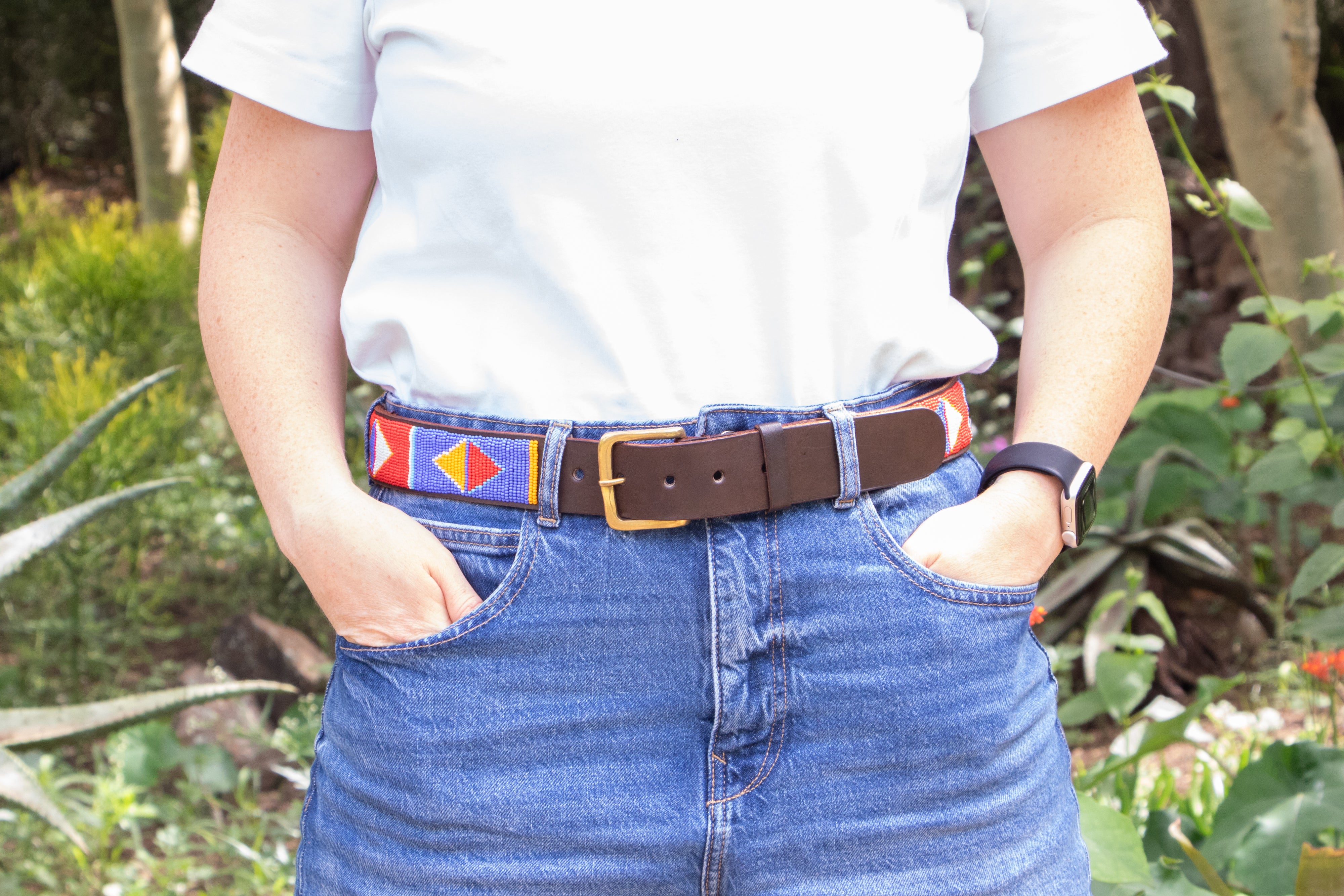 Zonke - Colourful Beaded Leather Belt