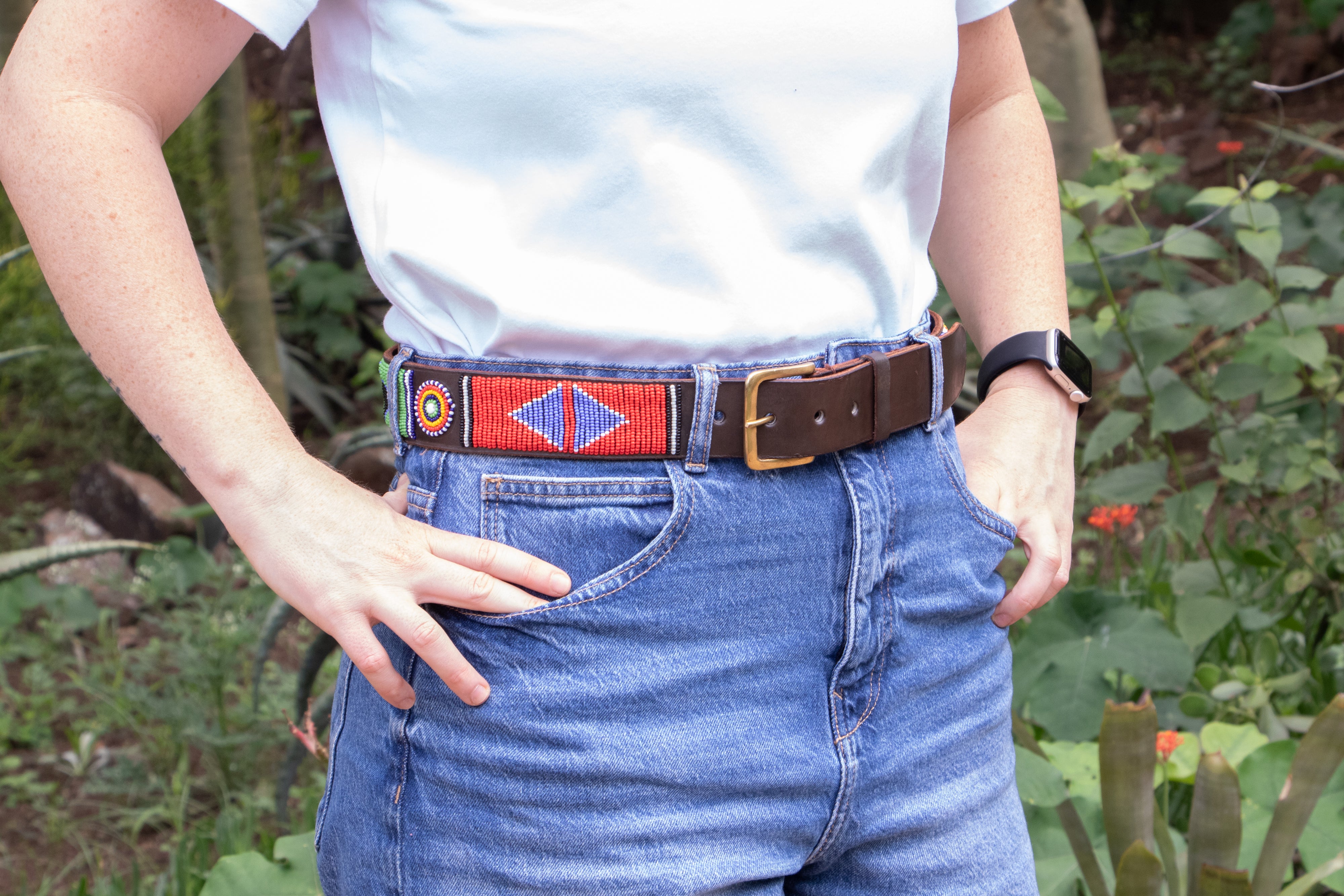 Kabo - Colourful Beaded Leather Belt