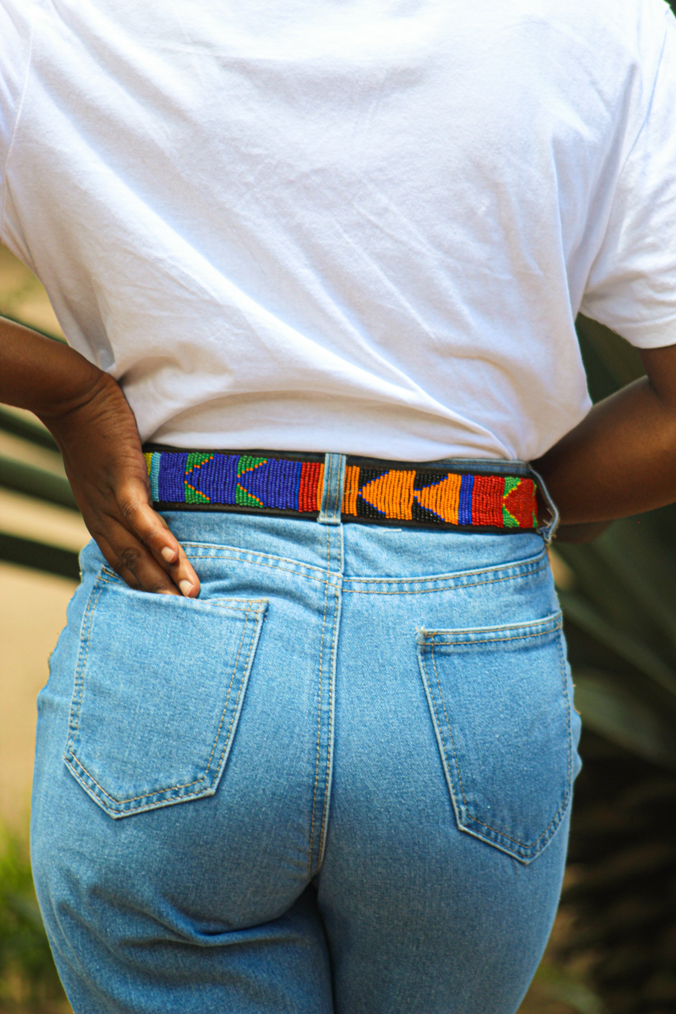 Virginia - Colourful Beaded Leather Belt