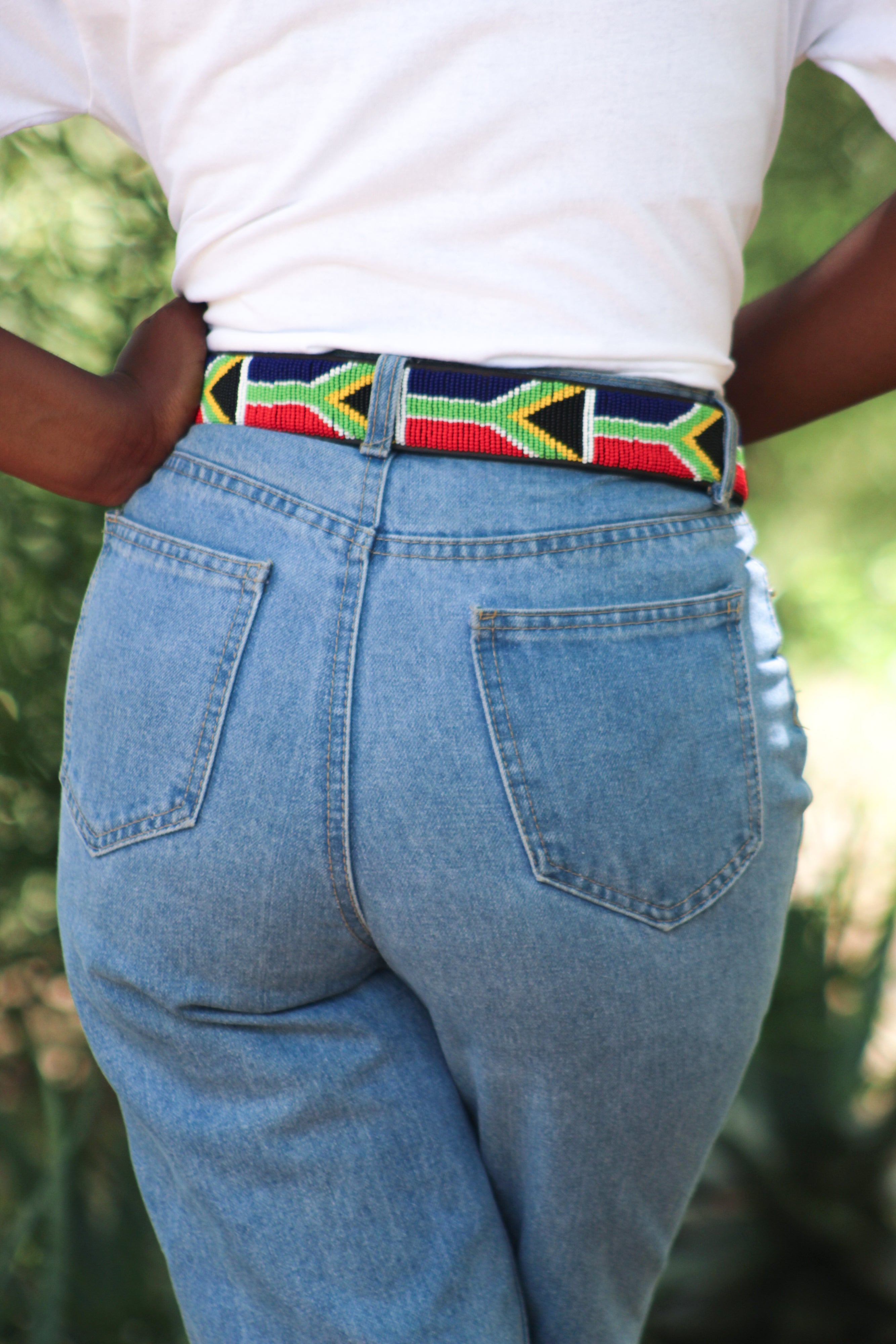 South African Flag - Colourful Beaded Leather Belt