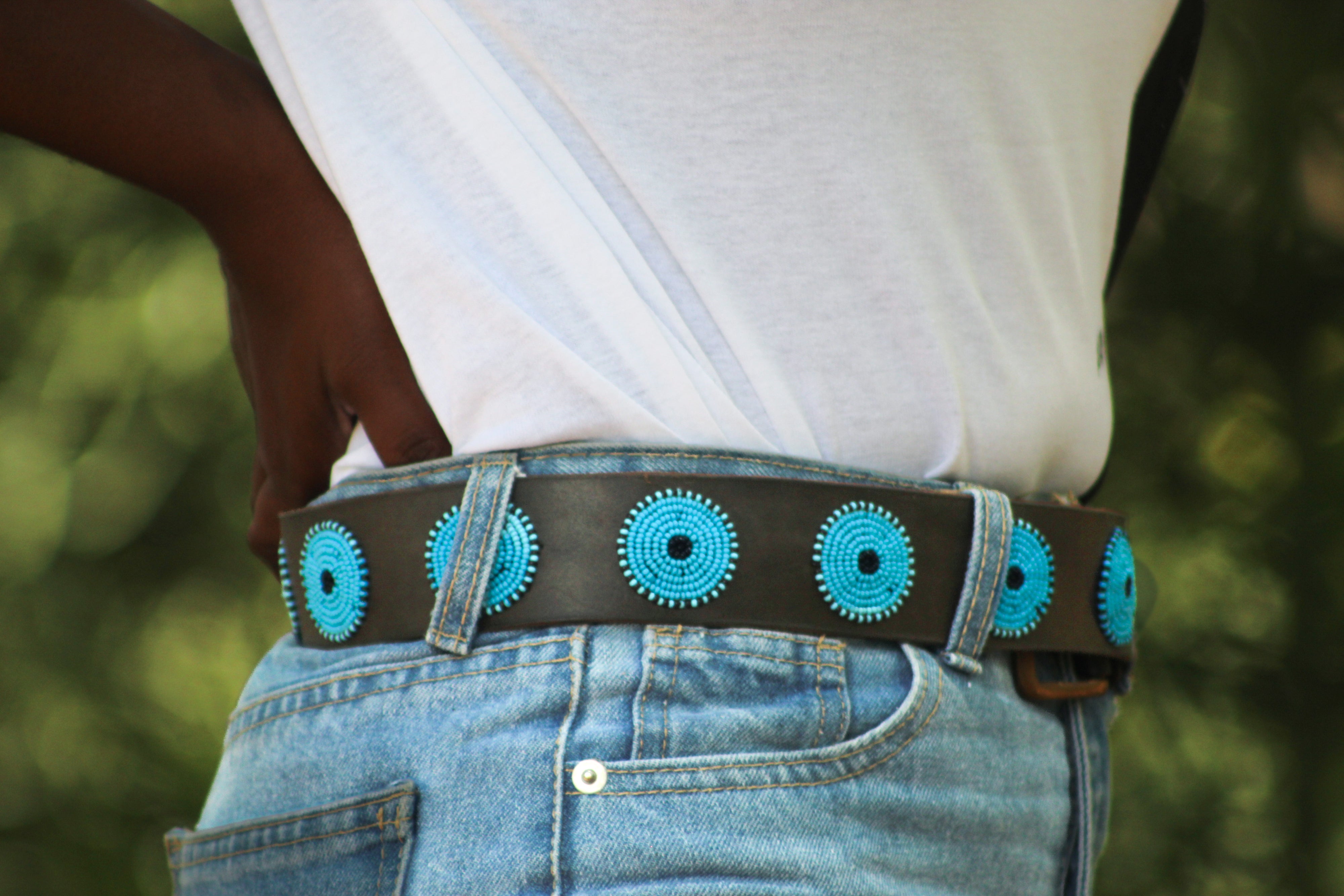 Rafiki - Colourful Beaded Leather Belt