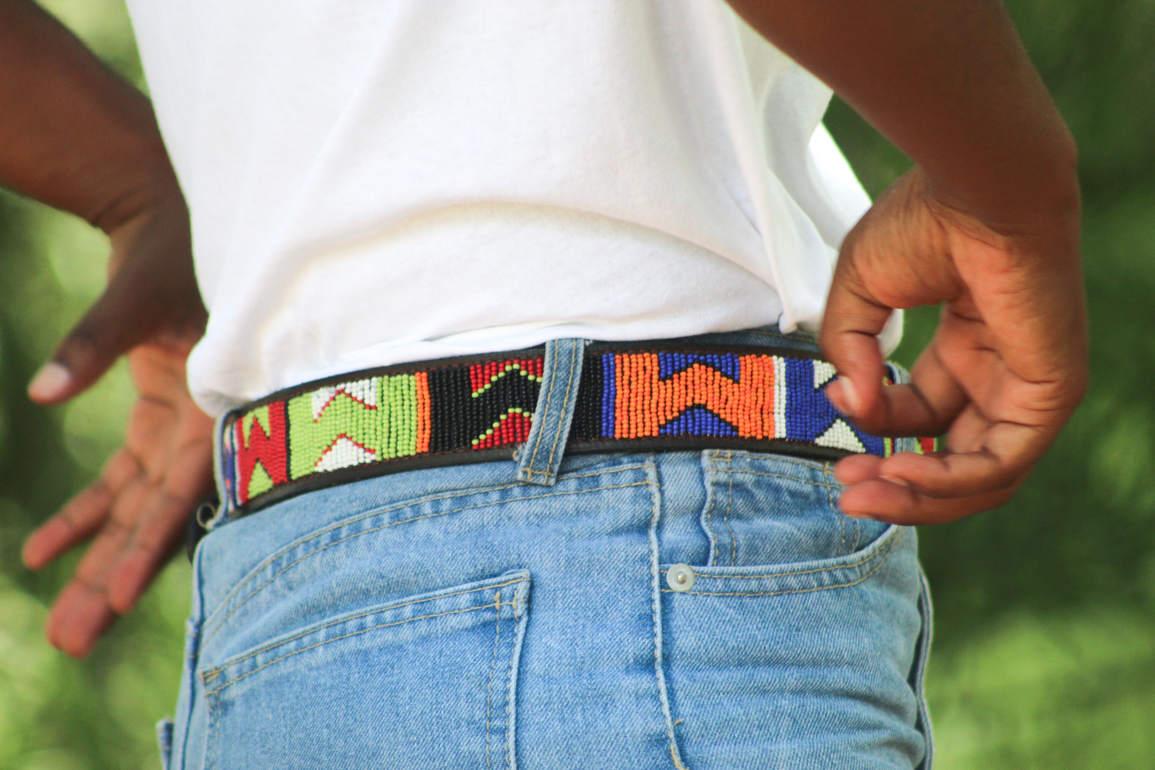 Mbali - Colourful Beaded Leather Belt