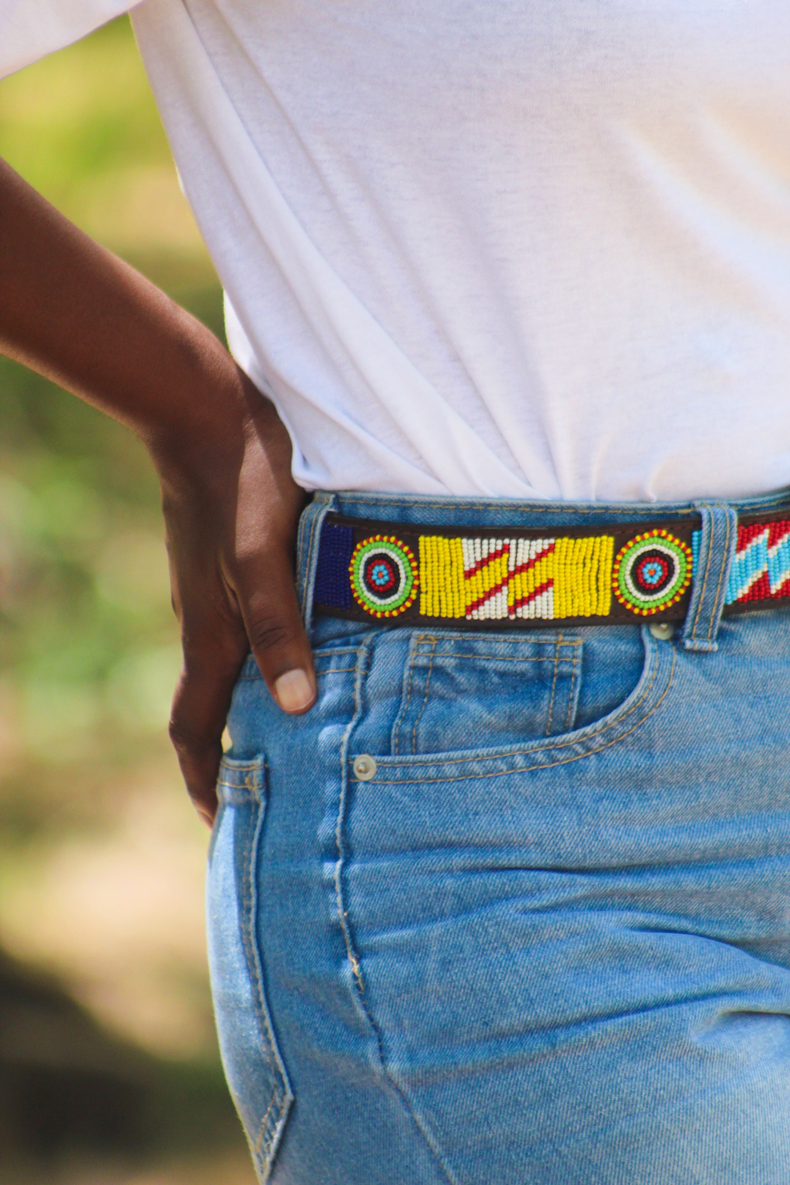 Nolwazi - Colourful Beaded Leather Belt