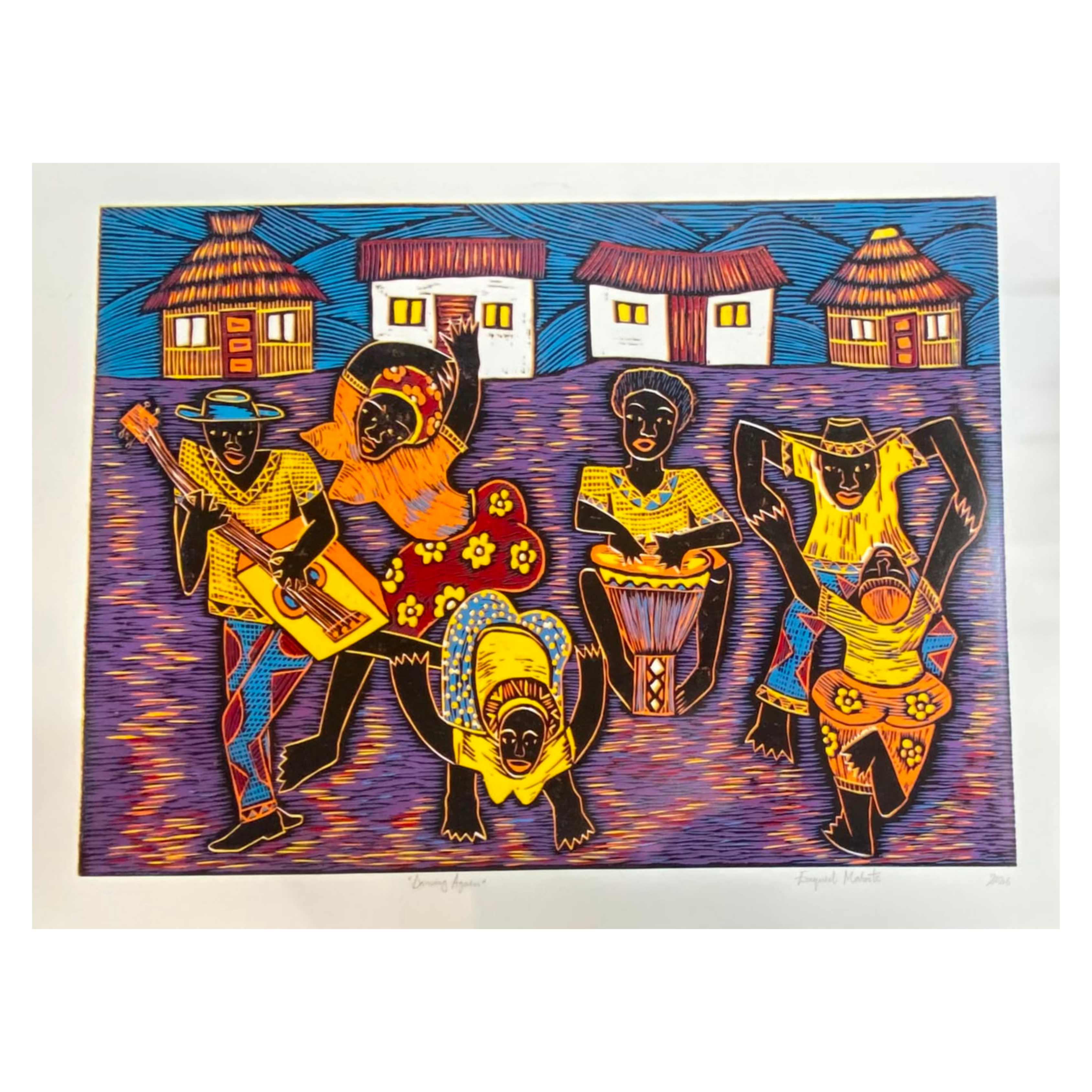 Mabote Art Woodprint Painting - Dancing Again