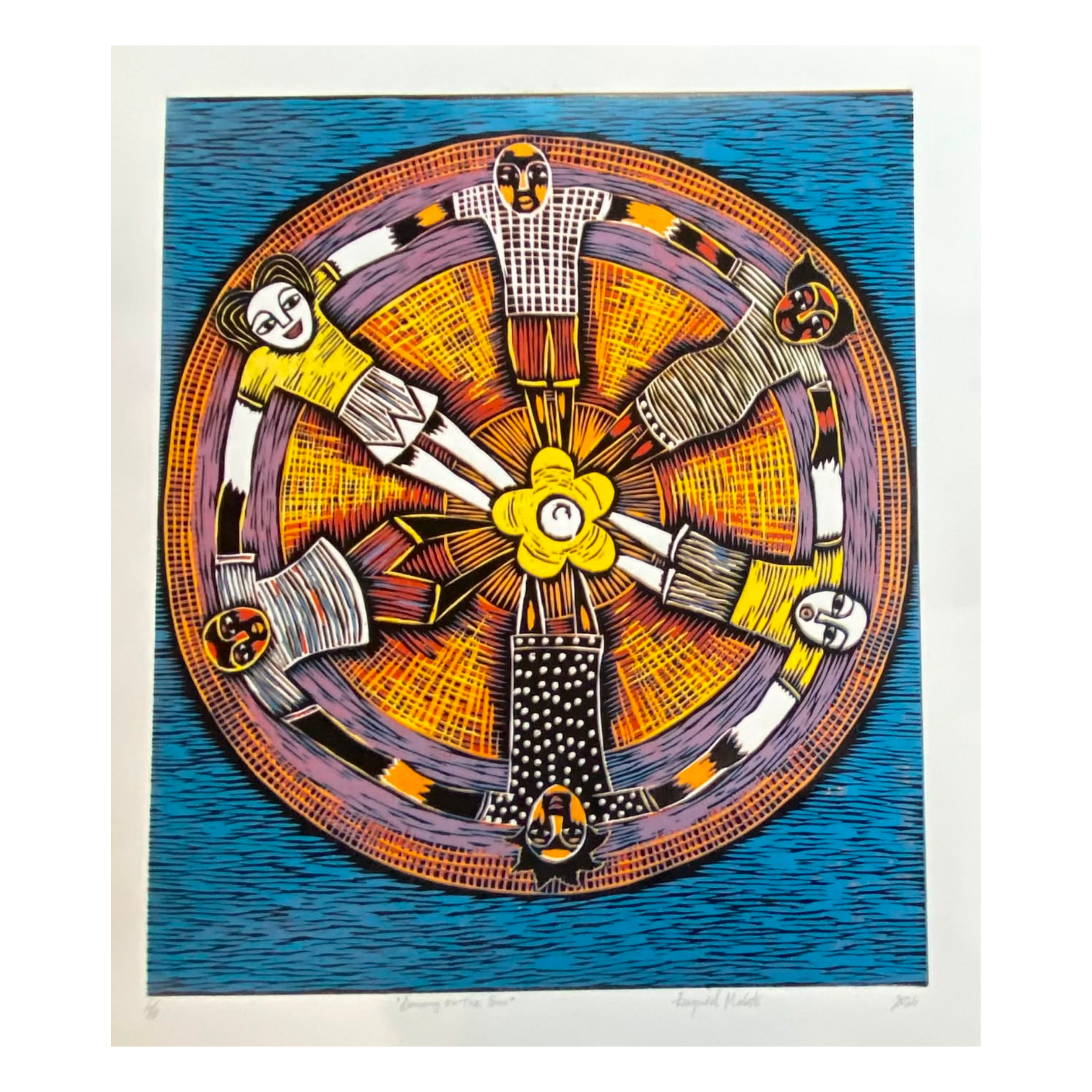 Mabote Art Woodprint Painting - Dancing On The Sun
