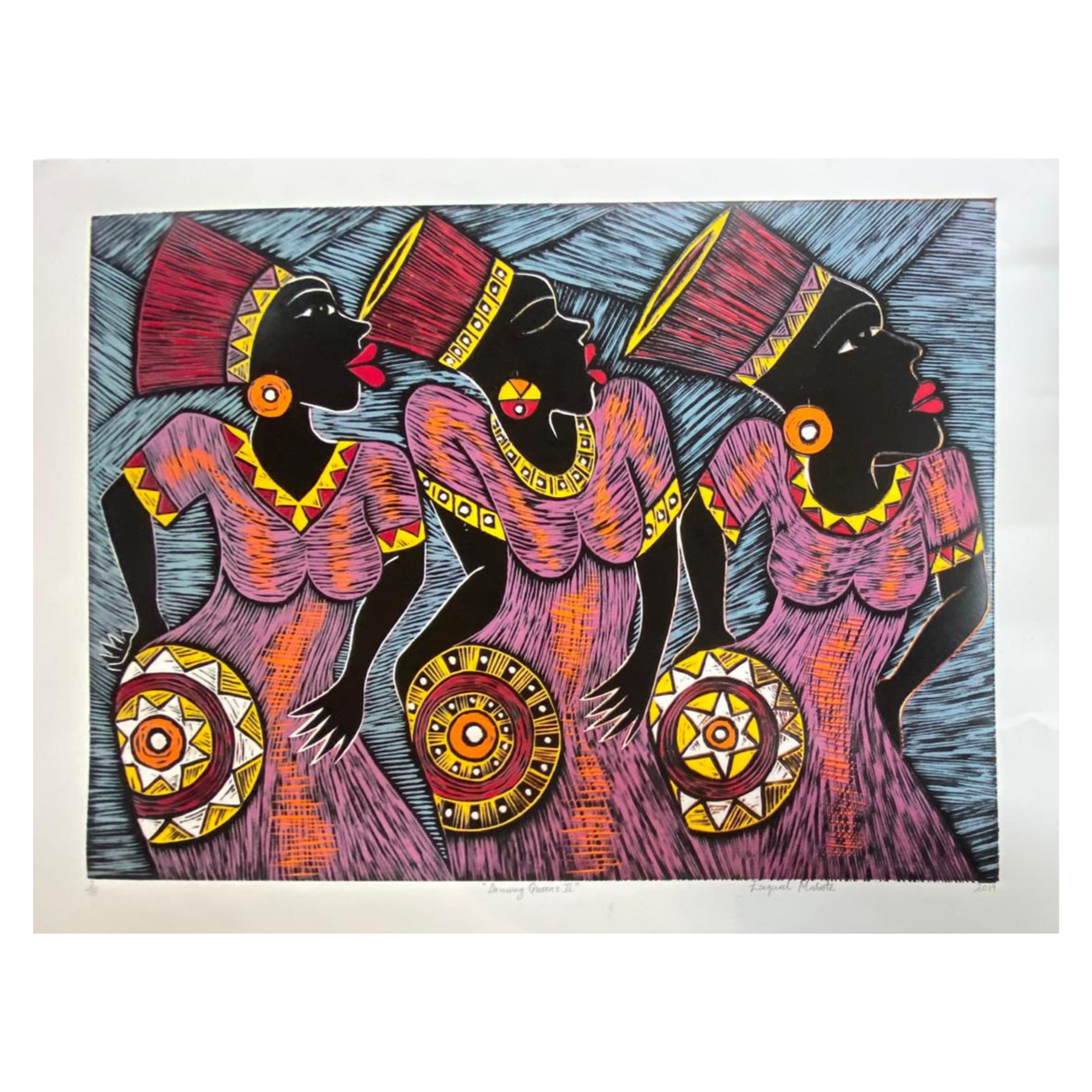 Mabote Art  Woodprint Painting - Dancing Queen