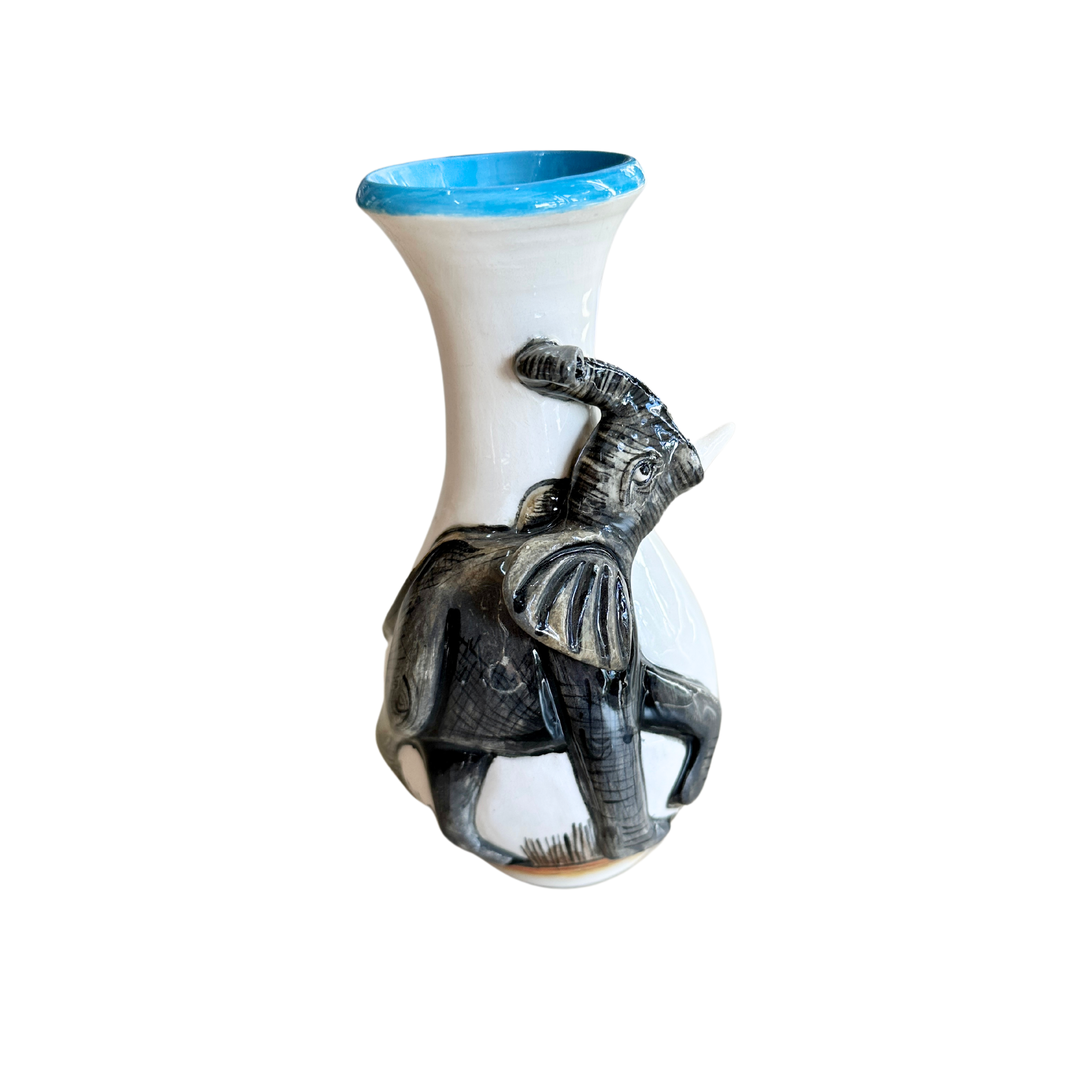 Medium 3D Ceramic Elephant Rose Vase