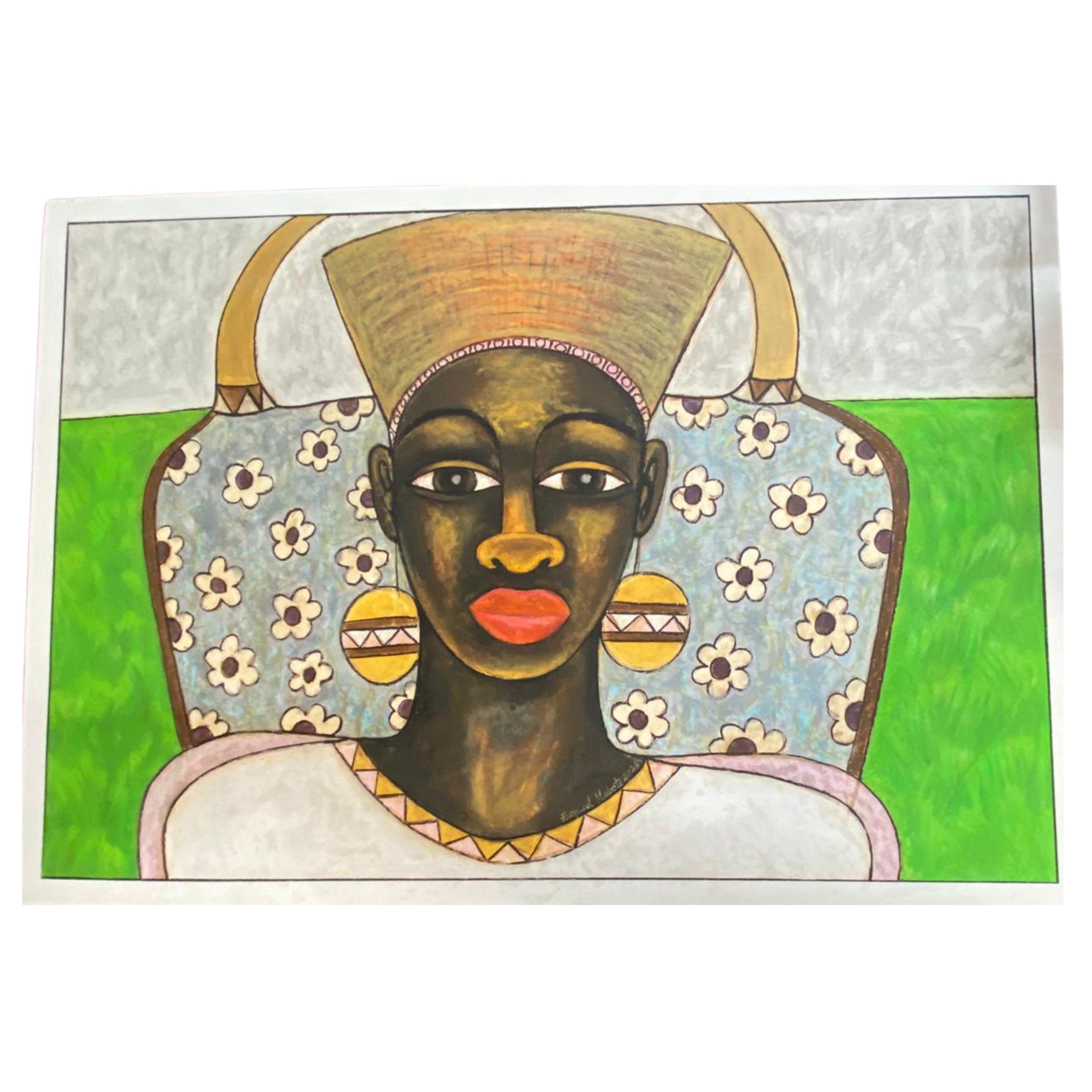 Mabote Art Woodprint Painting - Flower Queen