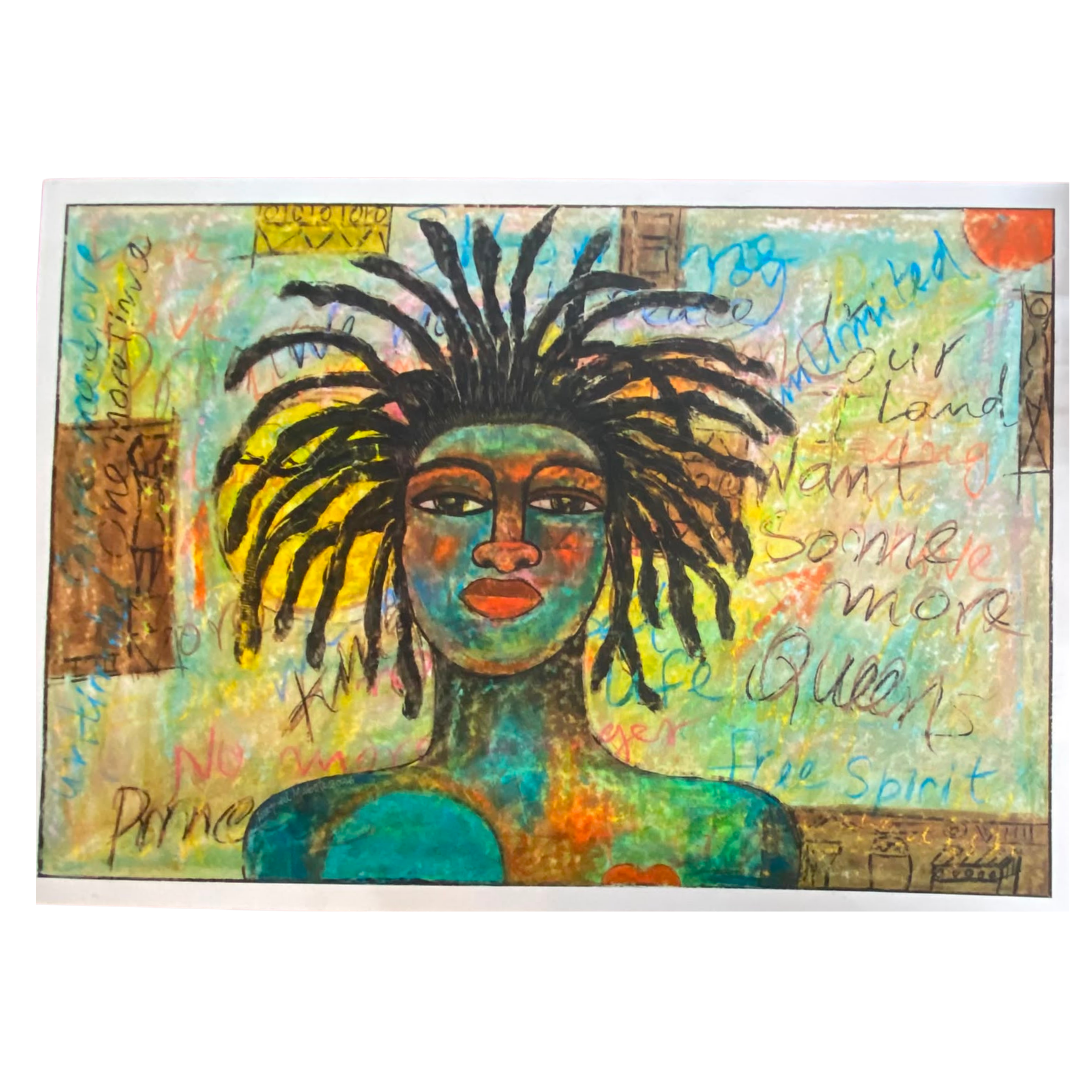 Mabote Art Woodprint Painting - Free Spirit Queen
