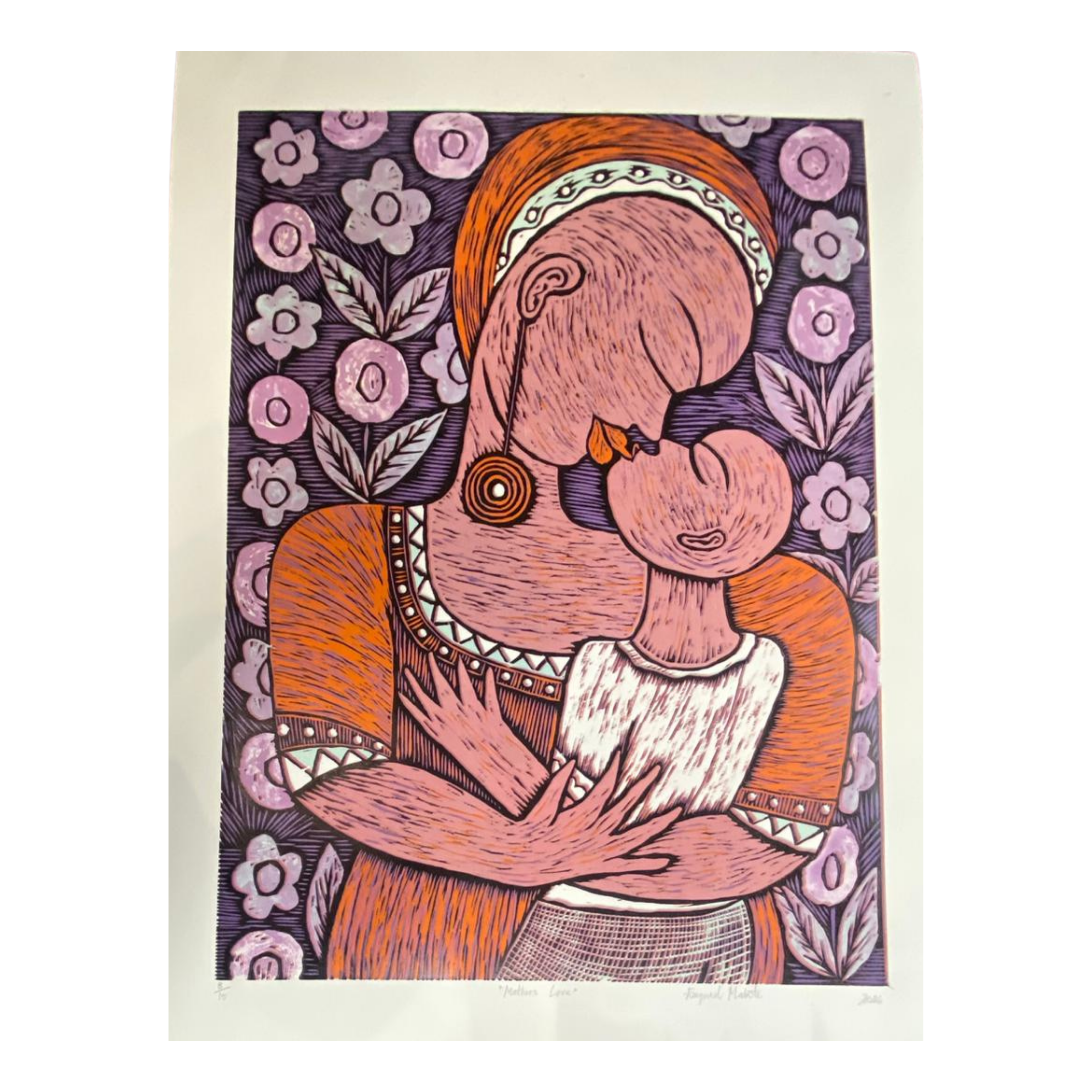 Mabote Art Woodprint Painting - Mother Love