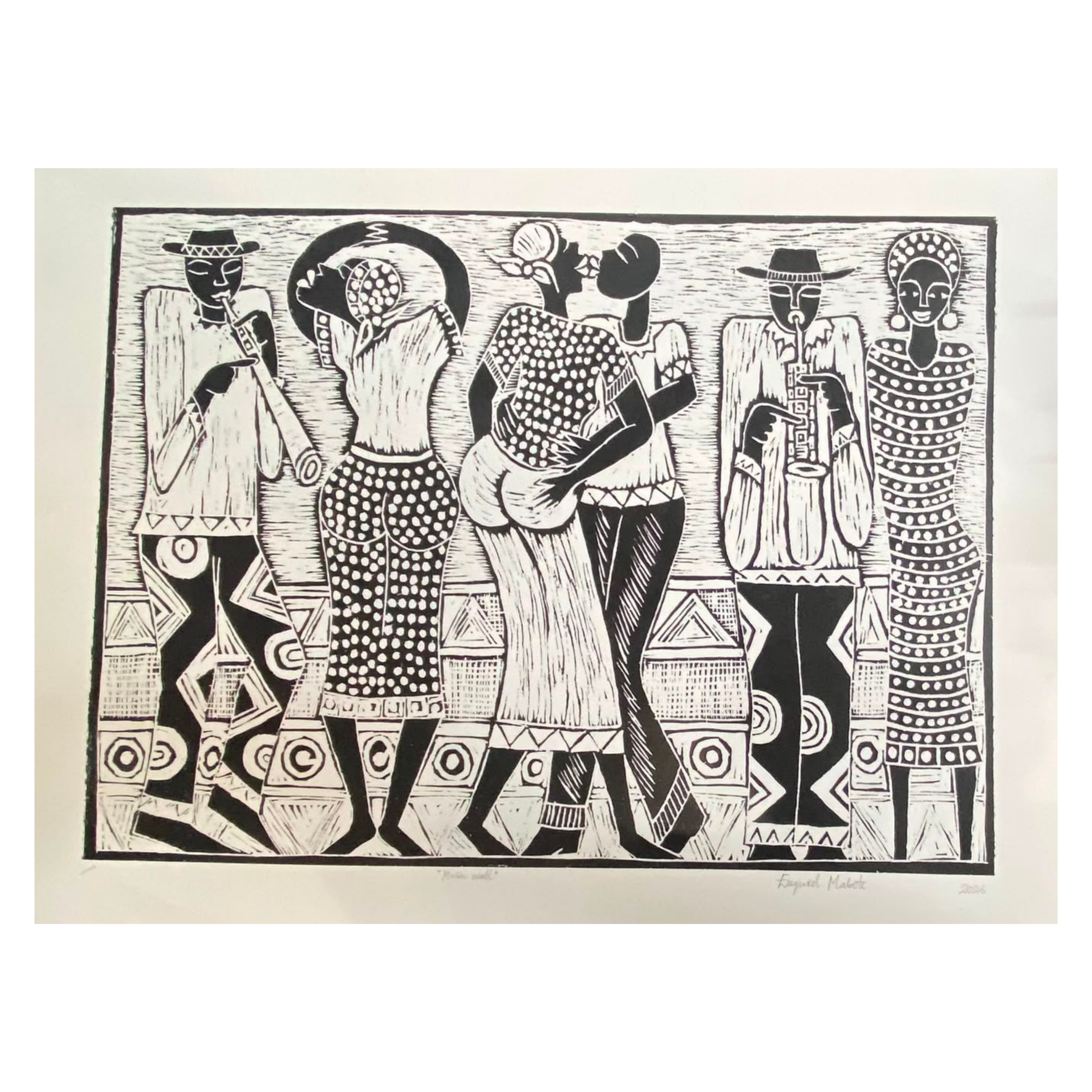 Mabote Art Woodprint Painting - Music Wall