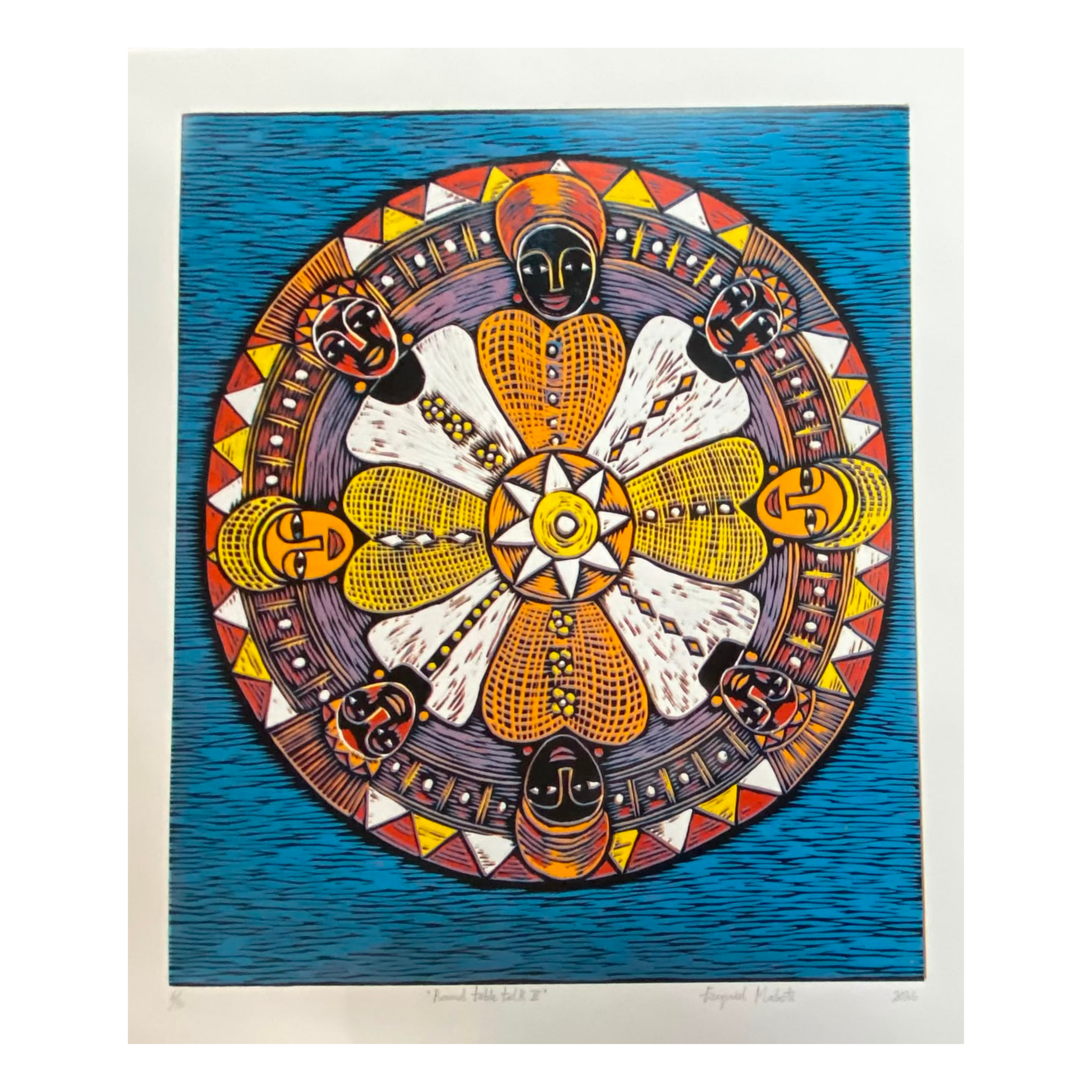 Mabote Art Woodprint Painting - Round Table Talk