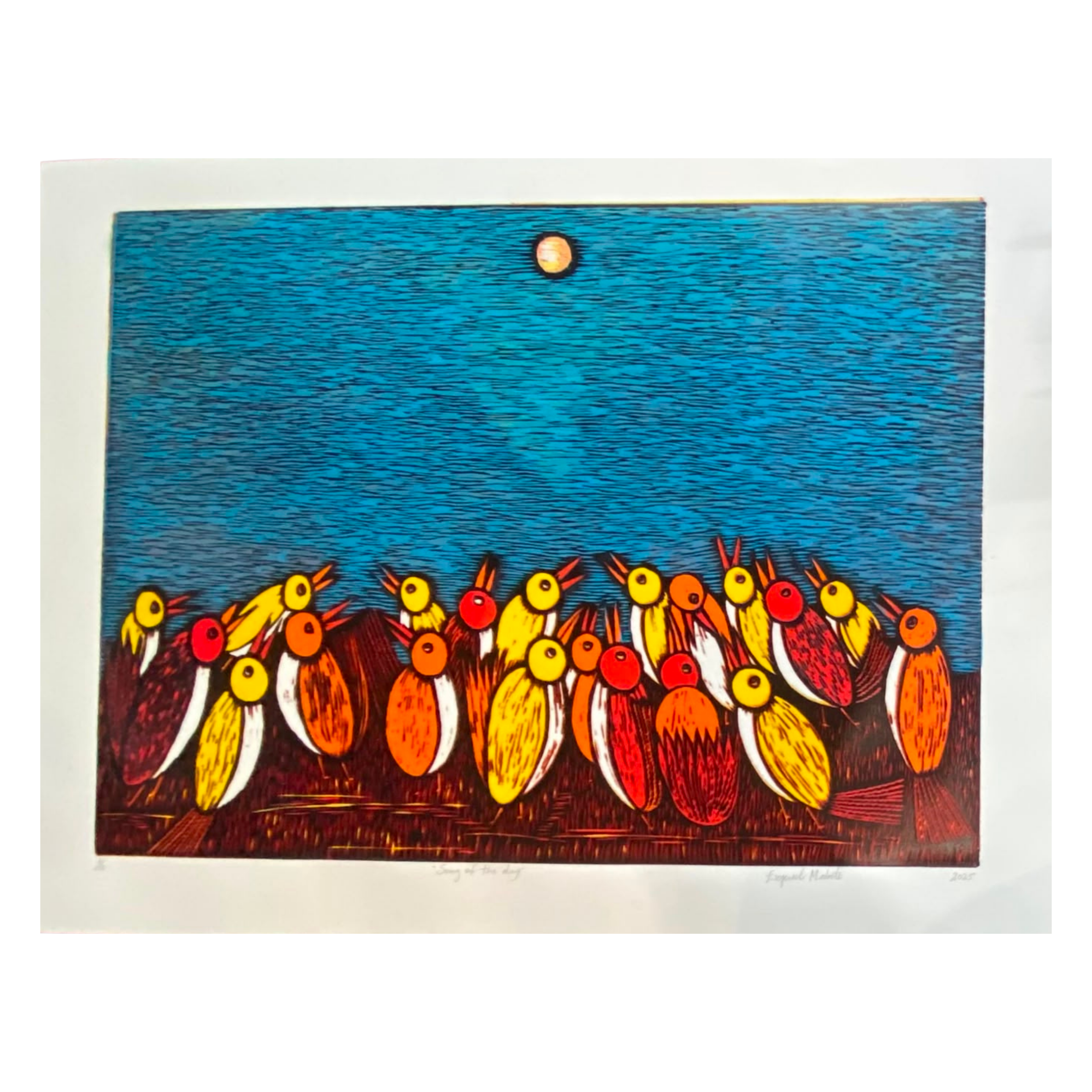 Mabote Art Woodprint Painting - Song Of The Day