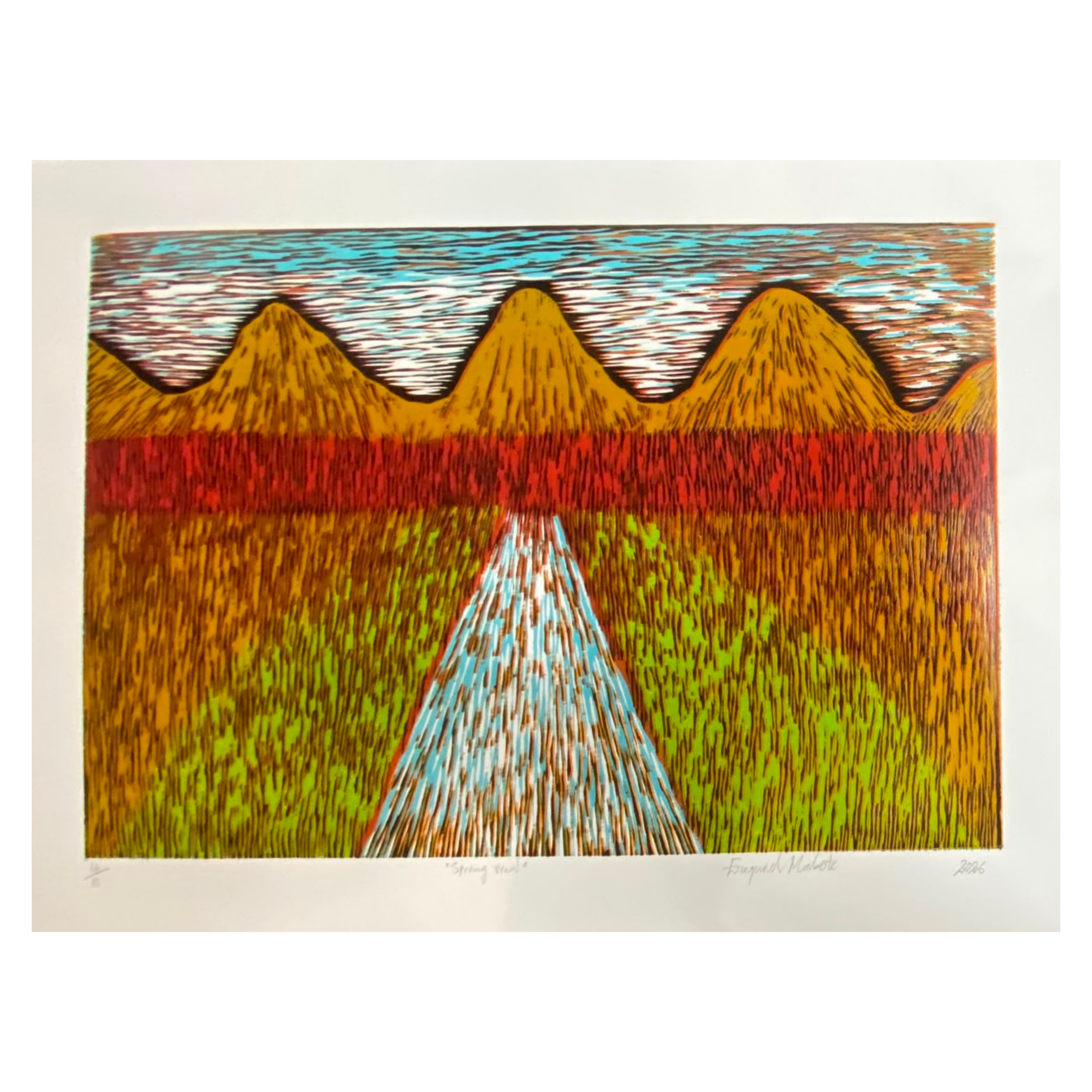 Mabote Art Woodprint Painting - Spring View