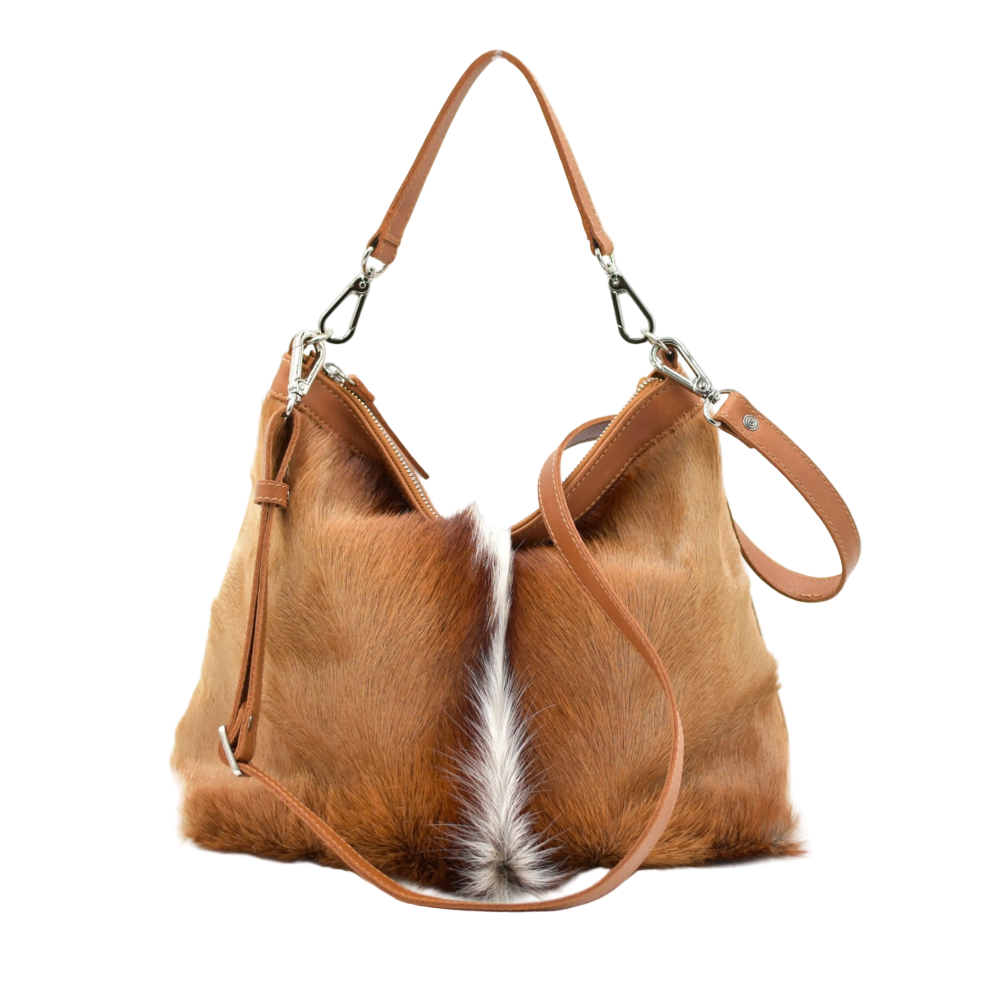 Springbok Leather Tan Handbag - Tamboti Small Slouchy