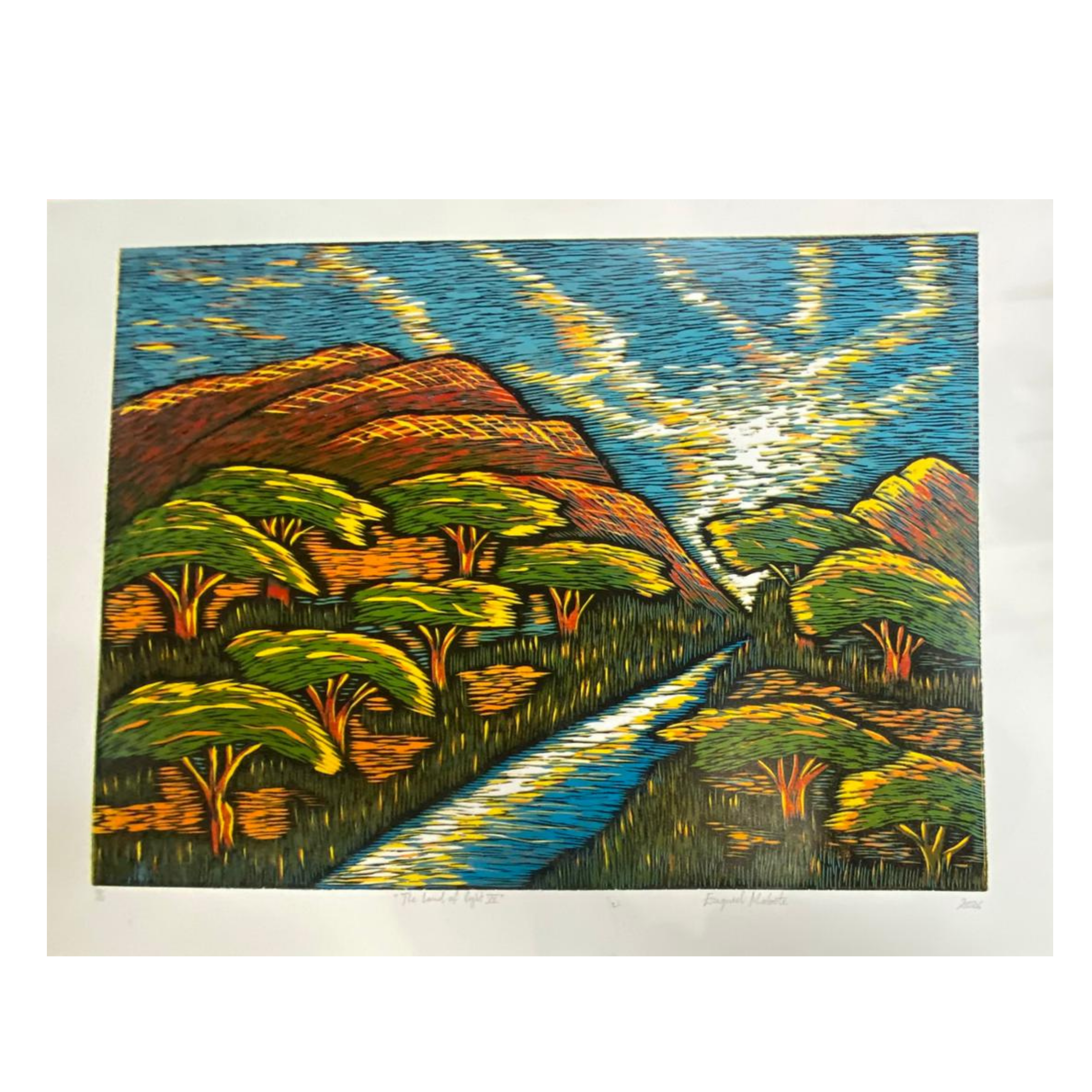 Mabote Art Woodprint Painting - The Land of Light