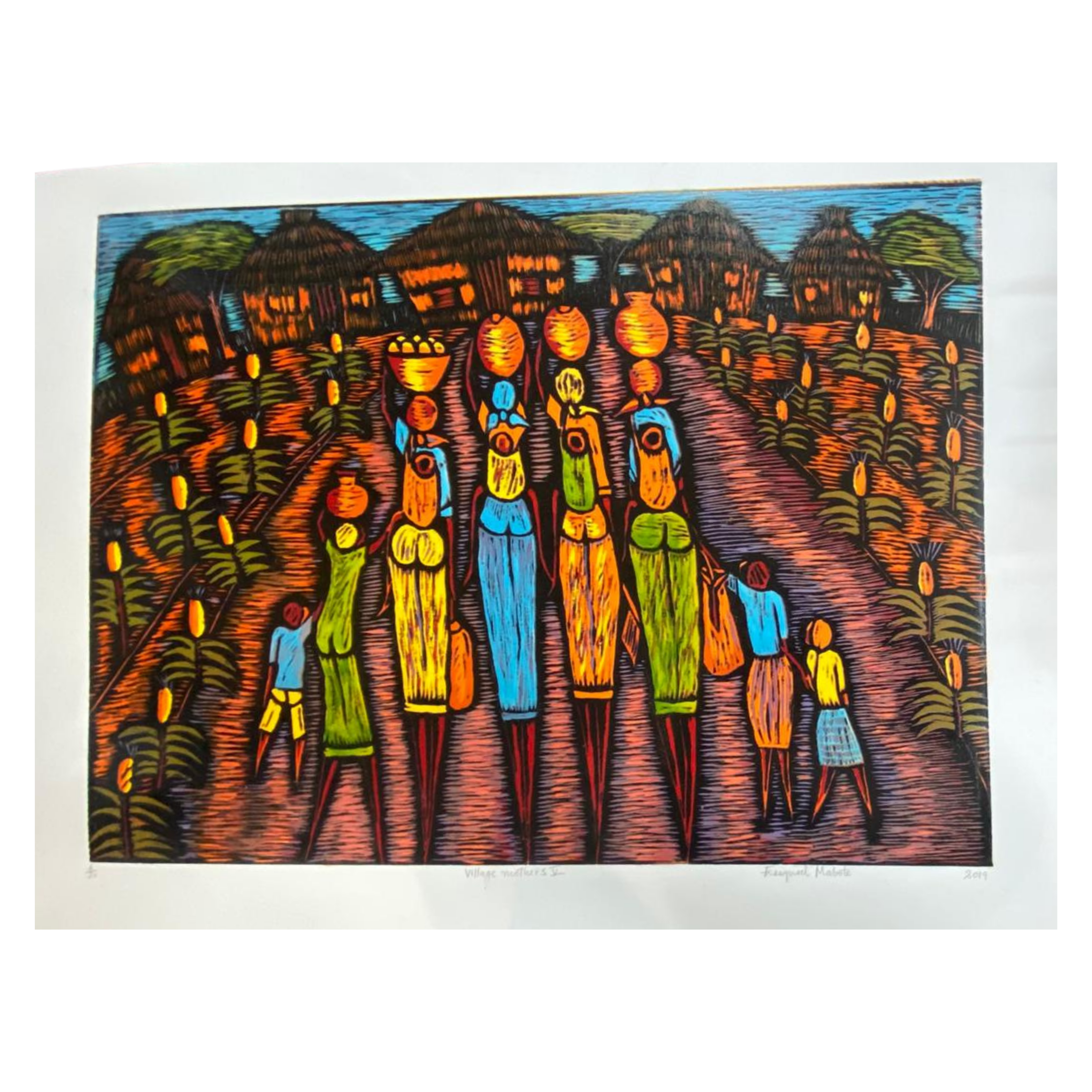 Mabote Art Woodprint Painting - Village Mother