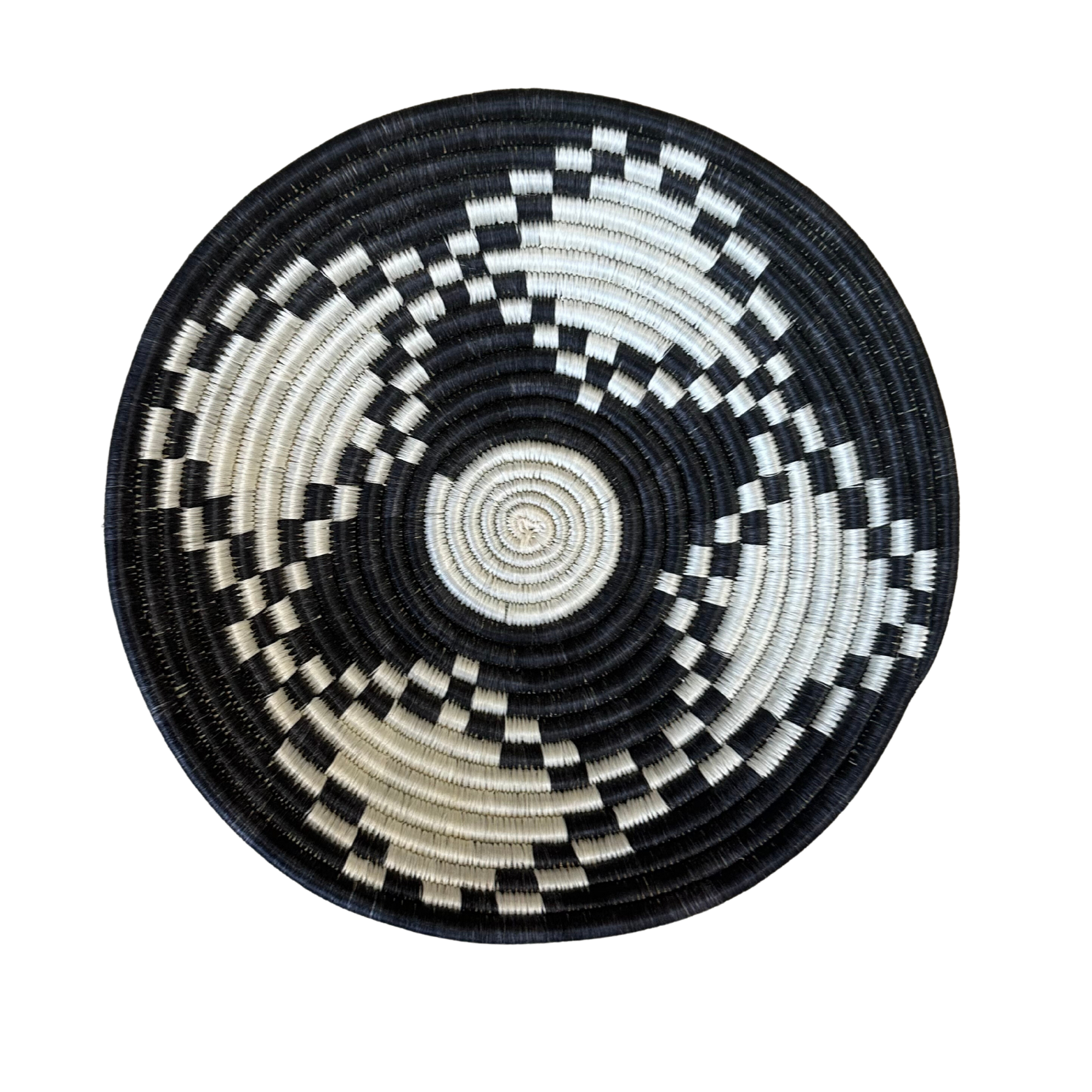 Large Handwoven Rwandan Basket - Black & White Patterns (28cm)