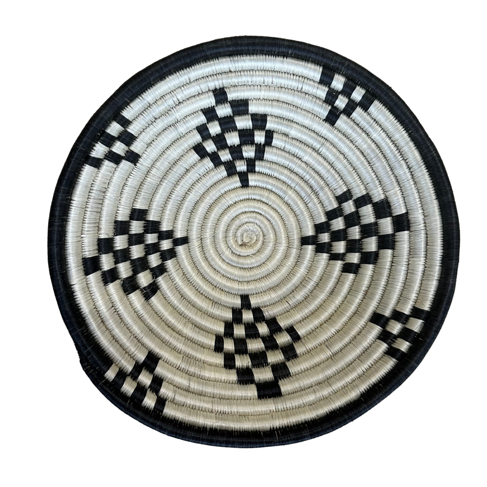 Large Handwoven Rwandan Basket - Black & White Patterns (28cm)